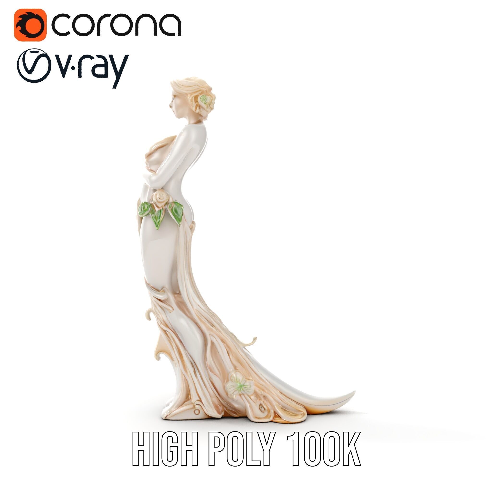 Elegant Floral Woman Model Pack Low-poly 3D model_27