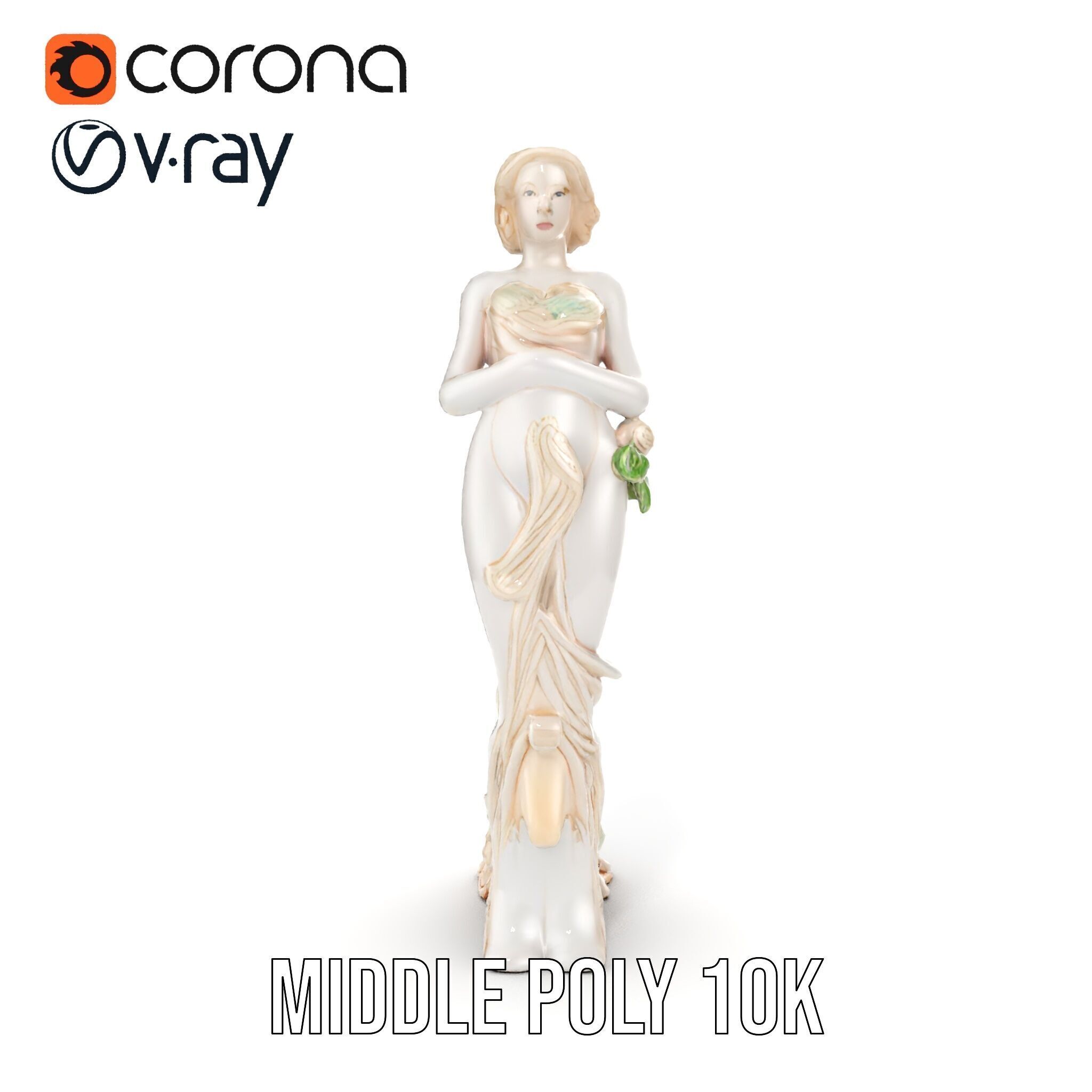 Elegant Floral Woman Model Pack Low-poly 3D model_20