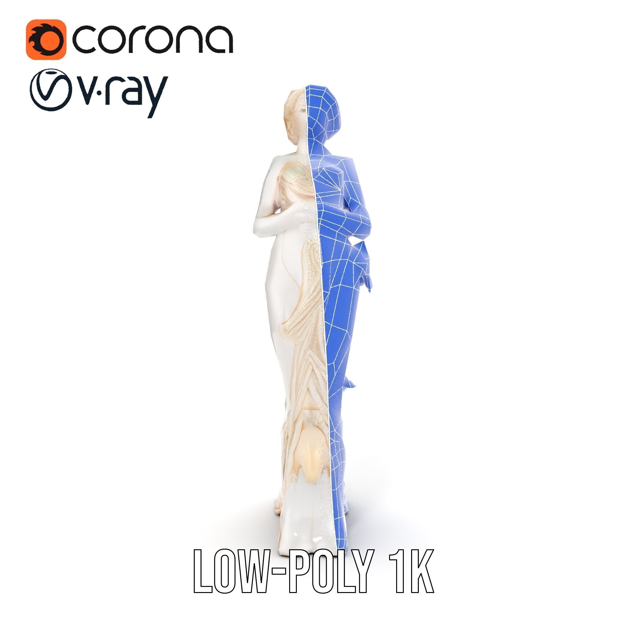 Elegant Floral Woman Model Pack Low-poly 3D model_32