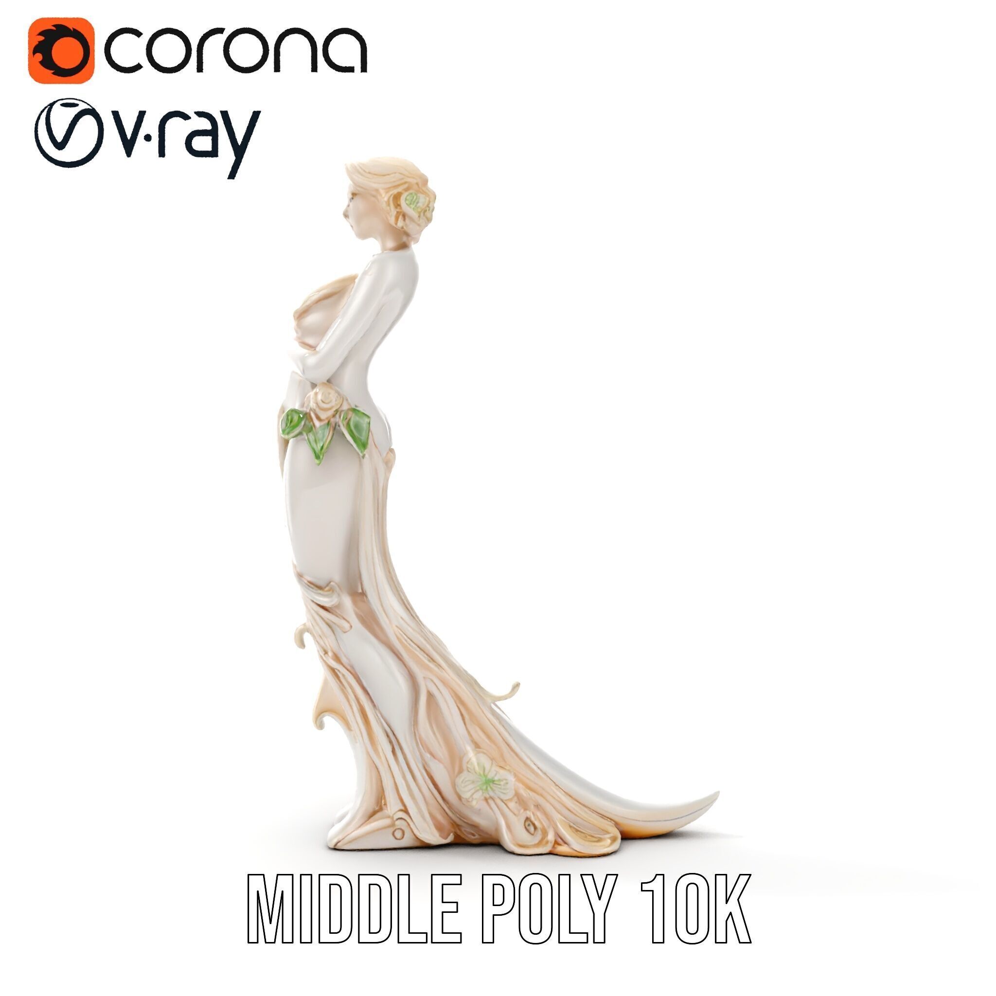 Elegant Floral Woman Model Pack Low-poly 3D model_15