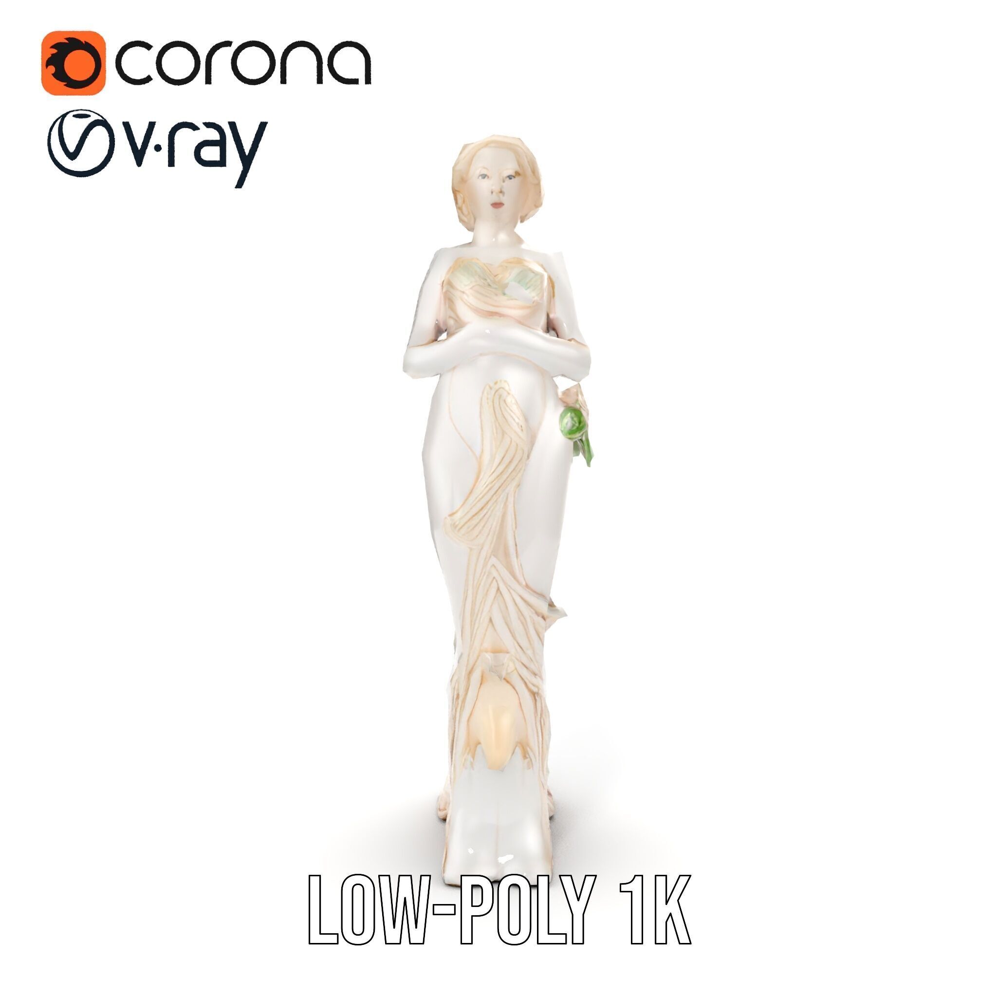 Elegant Floral Woman Model Pack Low-poly 3D model_10