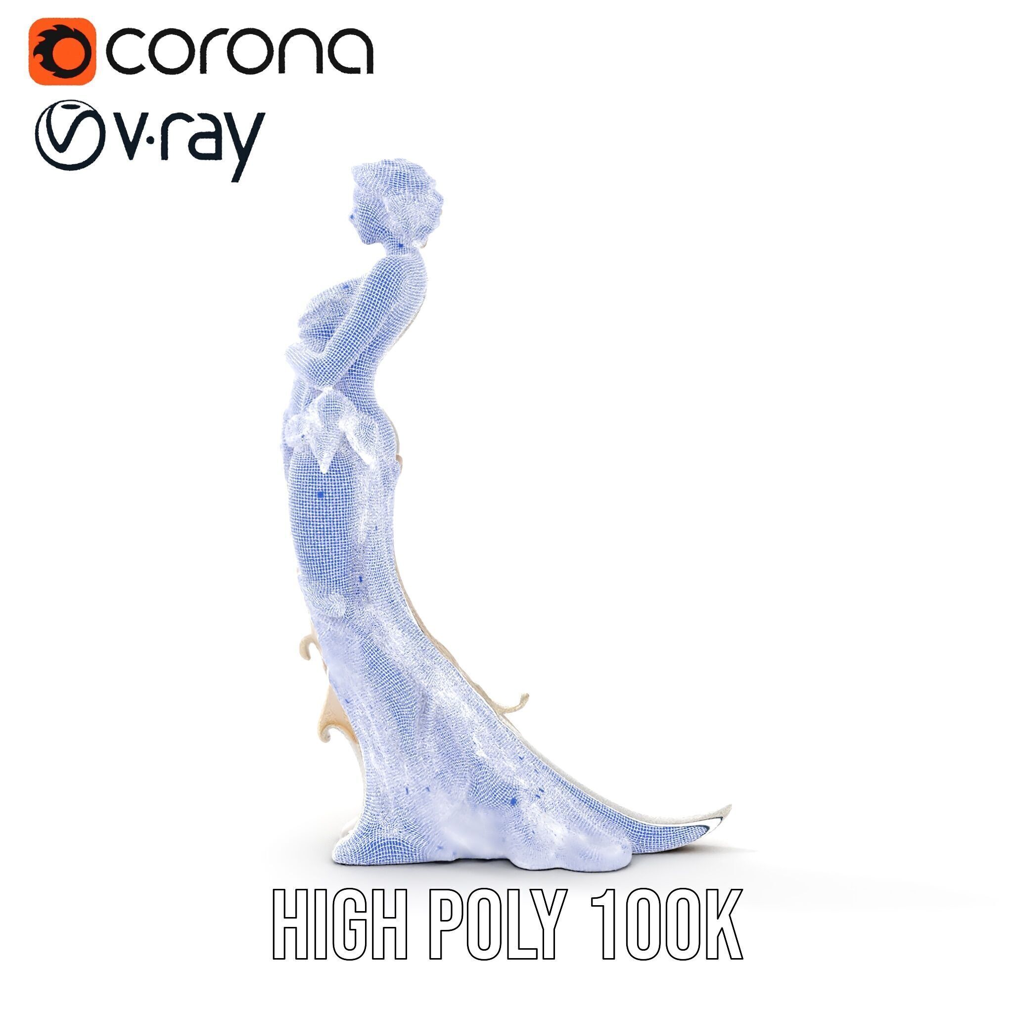 Elegant Floral Woman Model Pack Low-poly 3D model_38