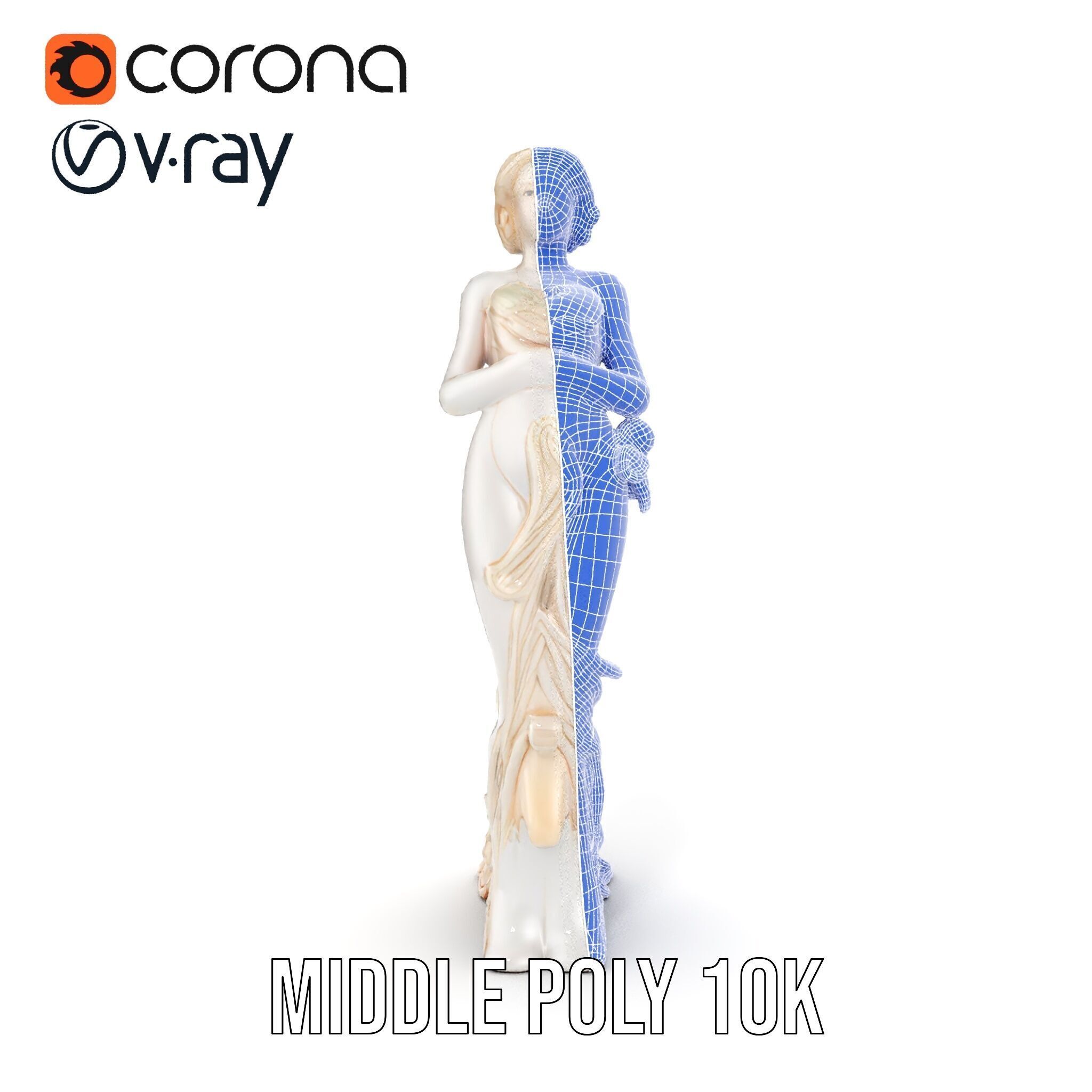 Elegant Floral Woman Model Pack Low-poly 3D model_17