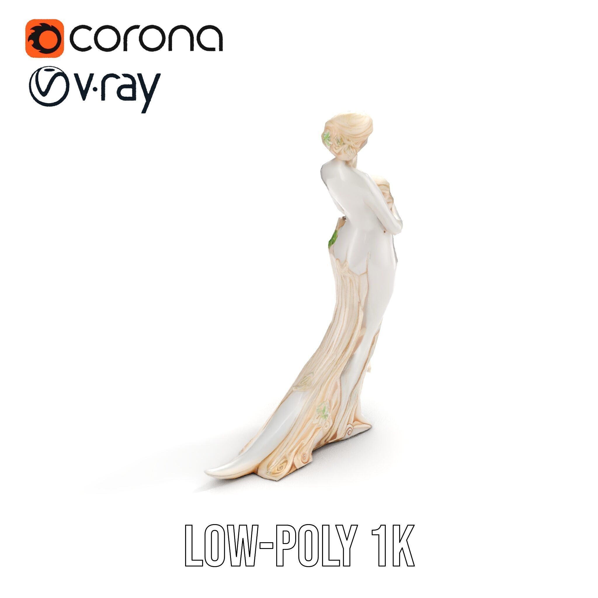 Elegant Floral Woman Model Pack Low-poly 3D model_26