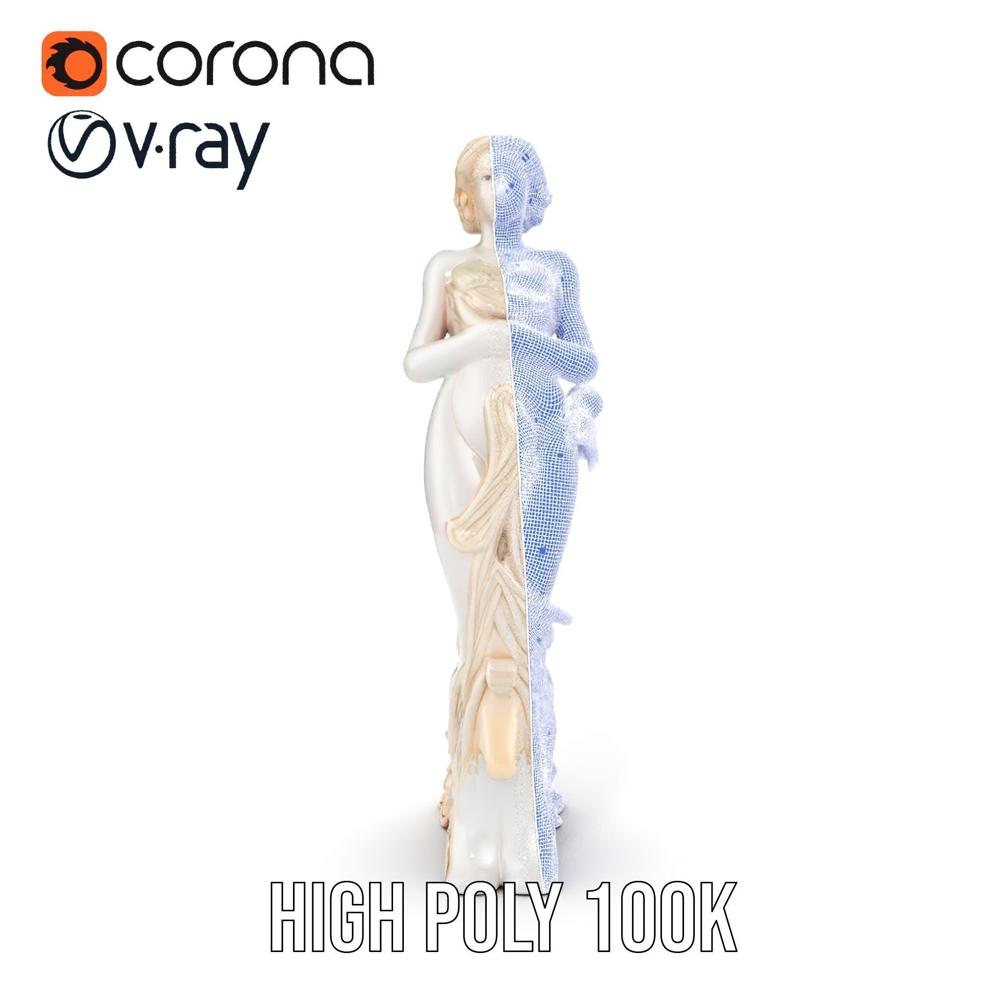 Elegant Floral Woman Model Pack Low-poly 3D model_33