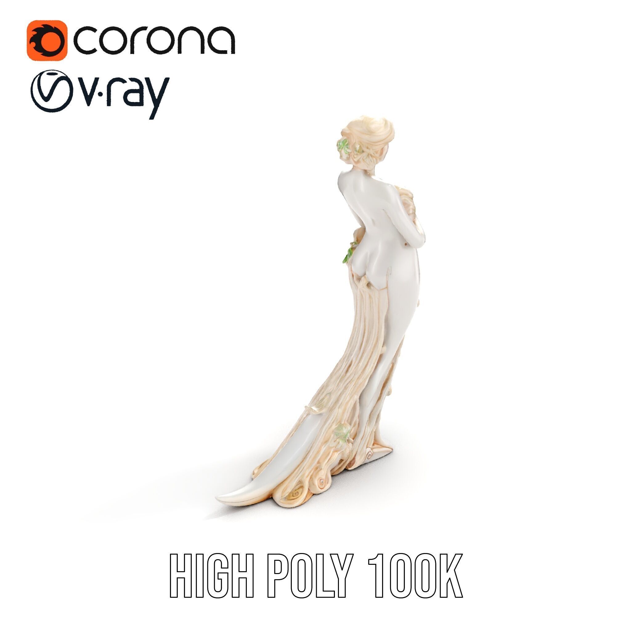 Elegant Floral Woman Model Pack Low-poly 3D model_19