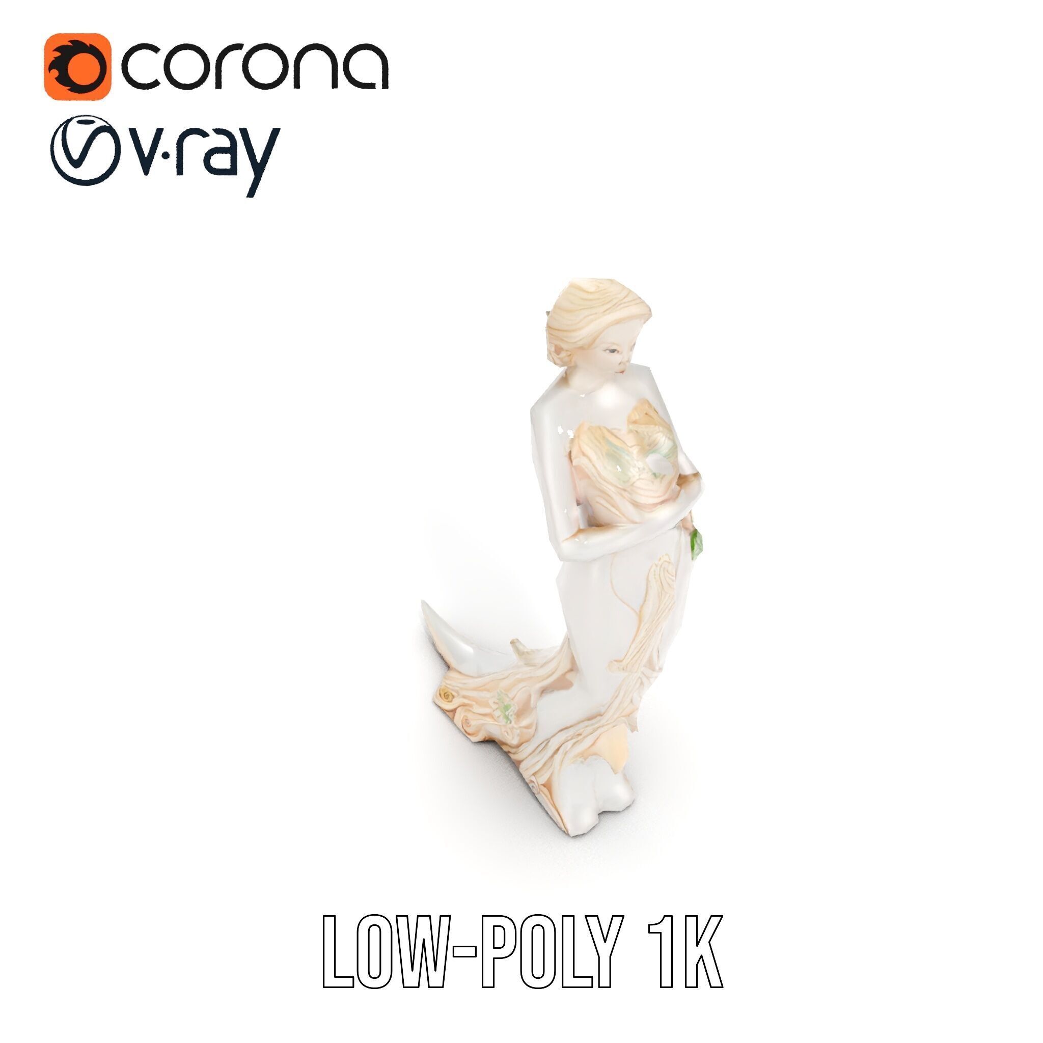 Elegant Floral Woman Model Pack Low-poly 3D model_18