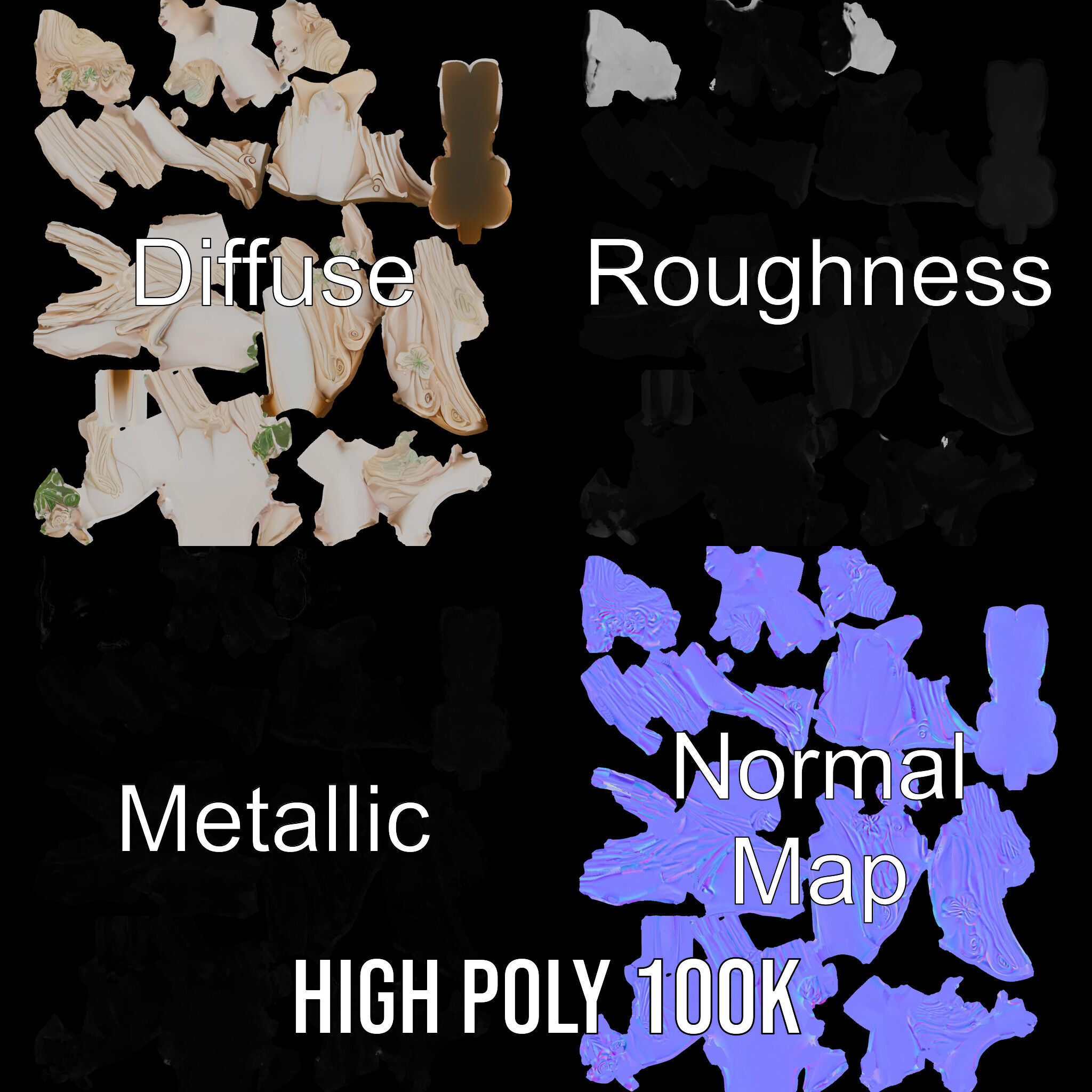 Elegant Floral Woman Model Pack Low-poly 3D model_3