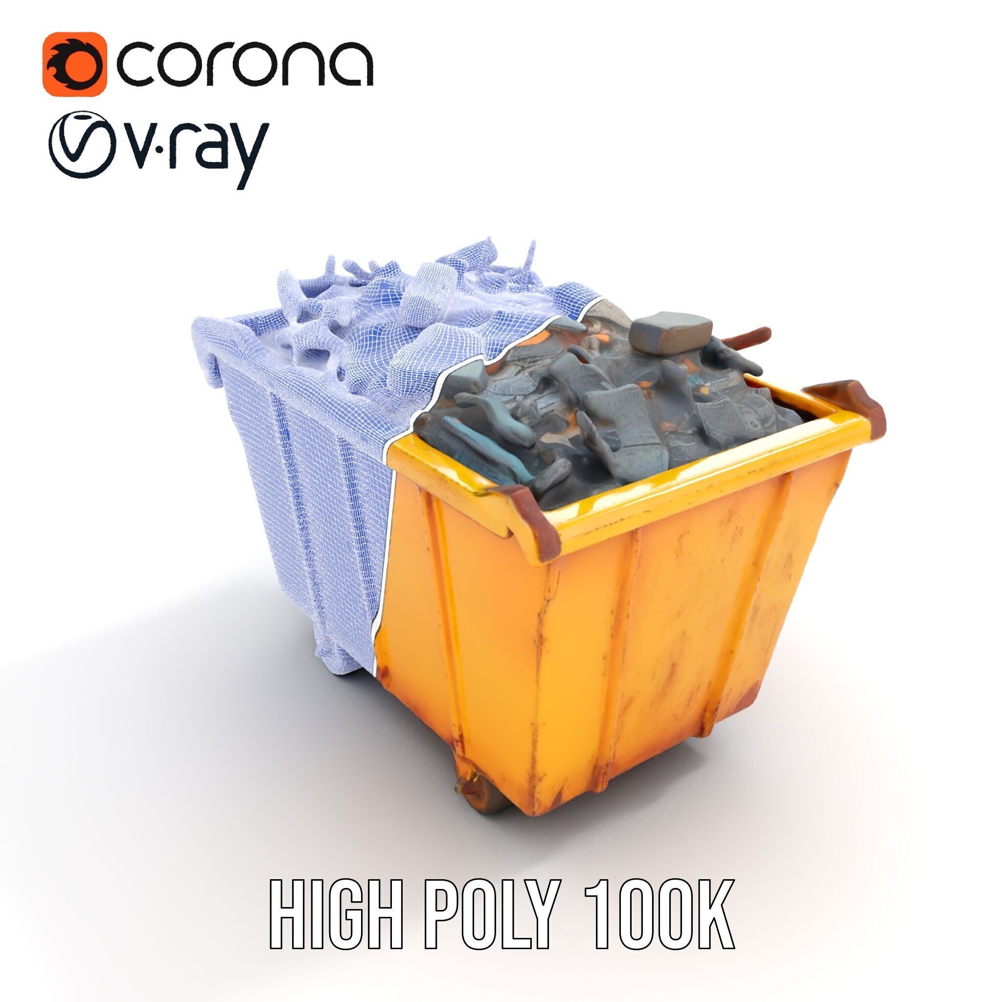 Industrial Dumpster Model Pack Low-poly 3D model_28