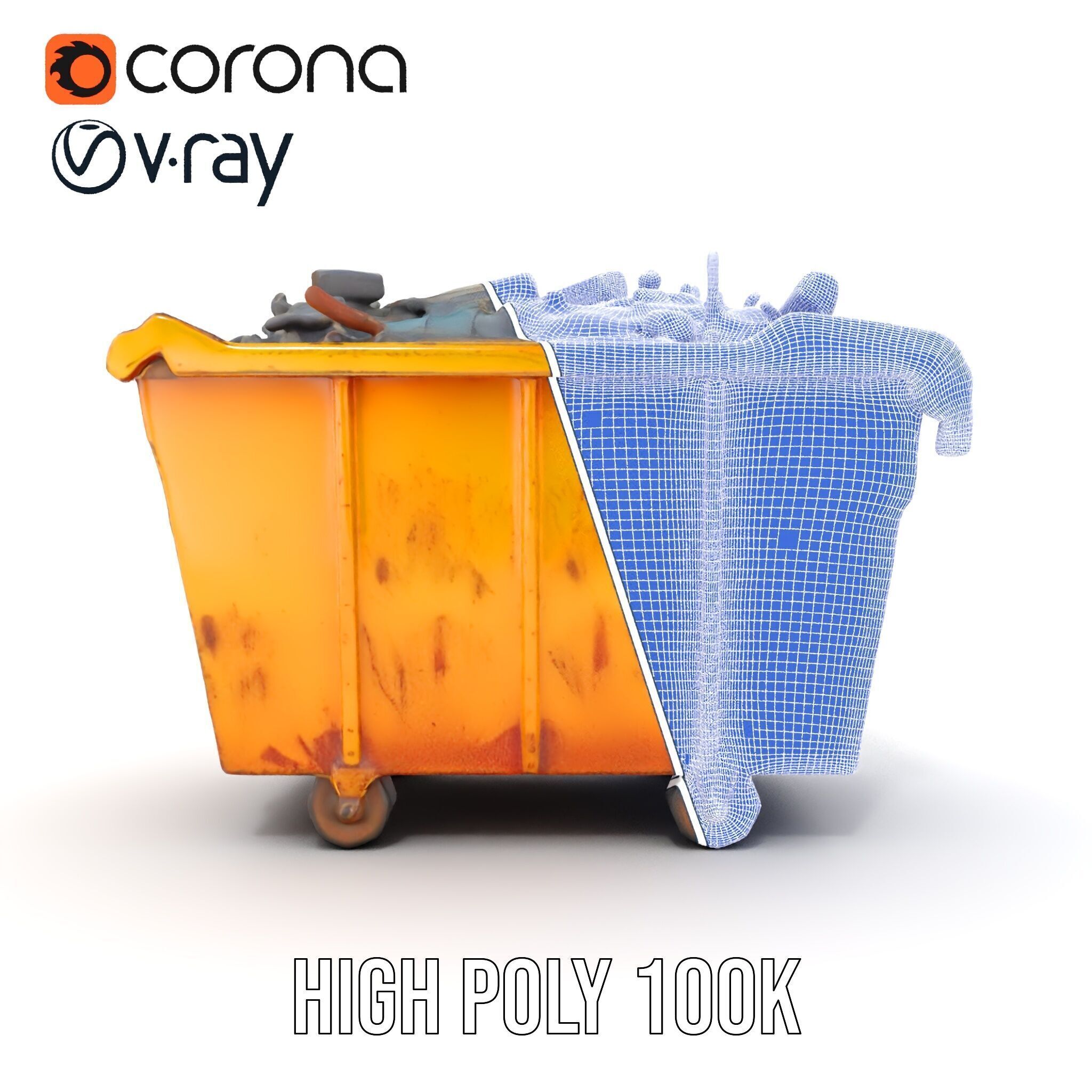 Industrial Dumpster Model Pack Low-poly 3D model_39