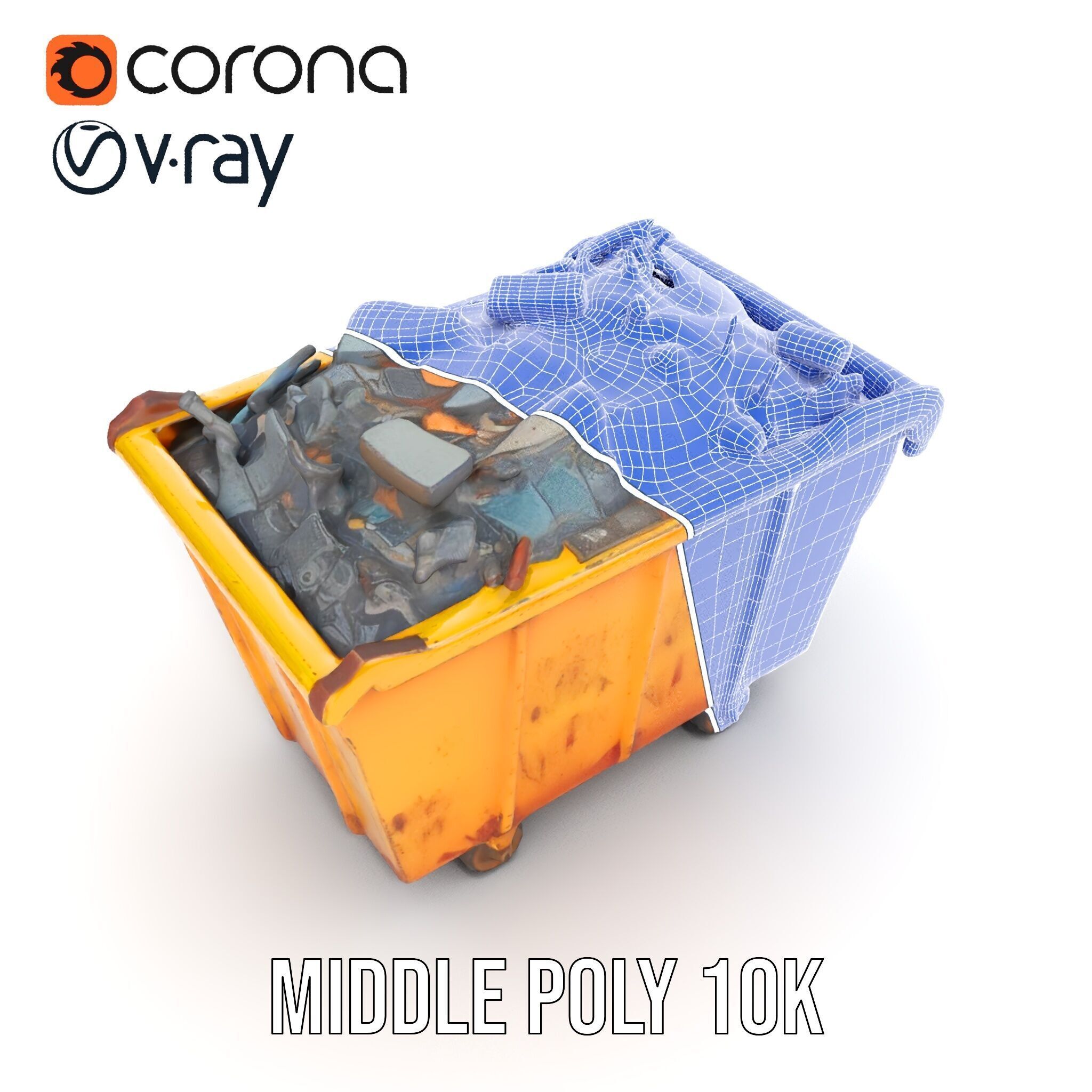 Industrial Dumpster Model Pack Low-poly 3D model_26