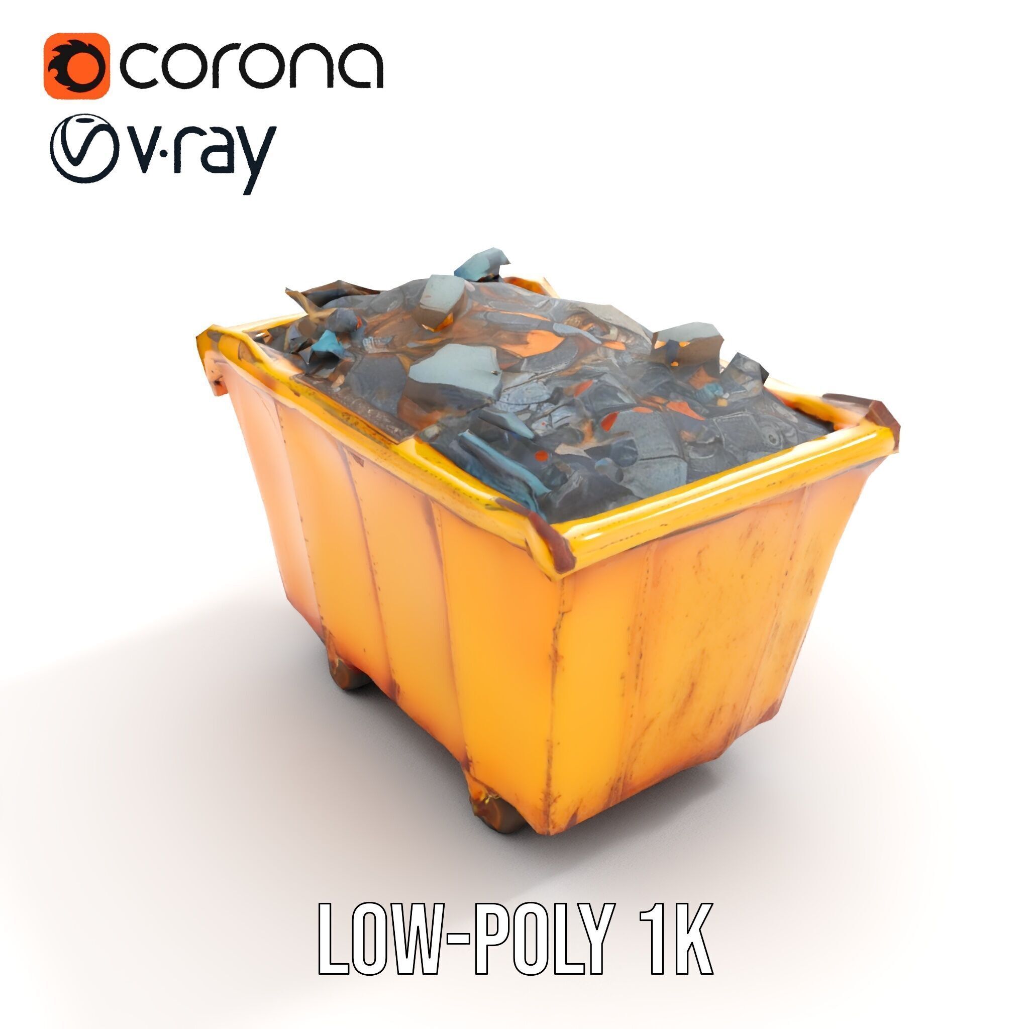 Industrial Dumpster Model Pack Low-poly 3D model_8