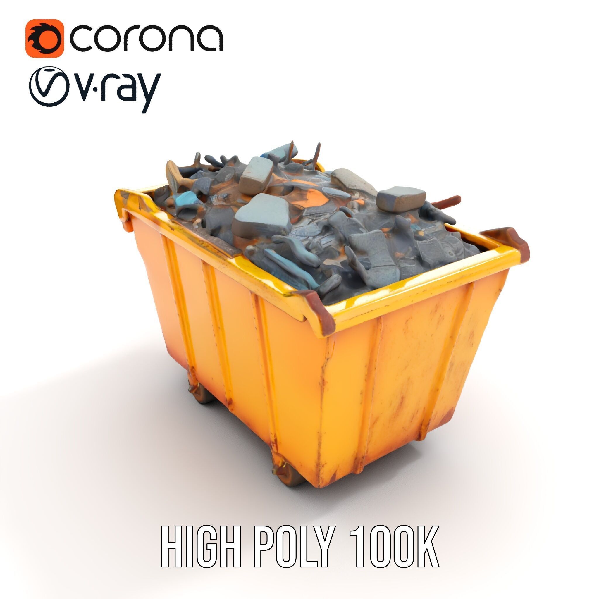 Industrial Dumpster Model Pack Low-poly 3D model_36
