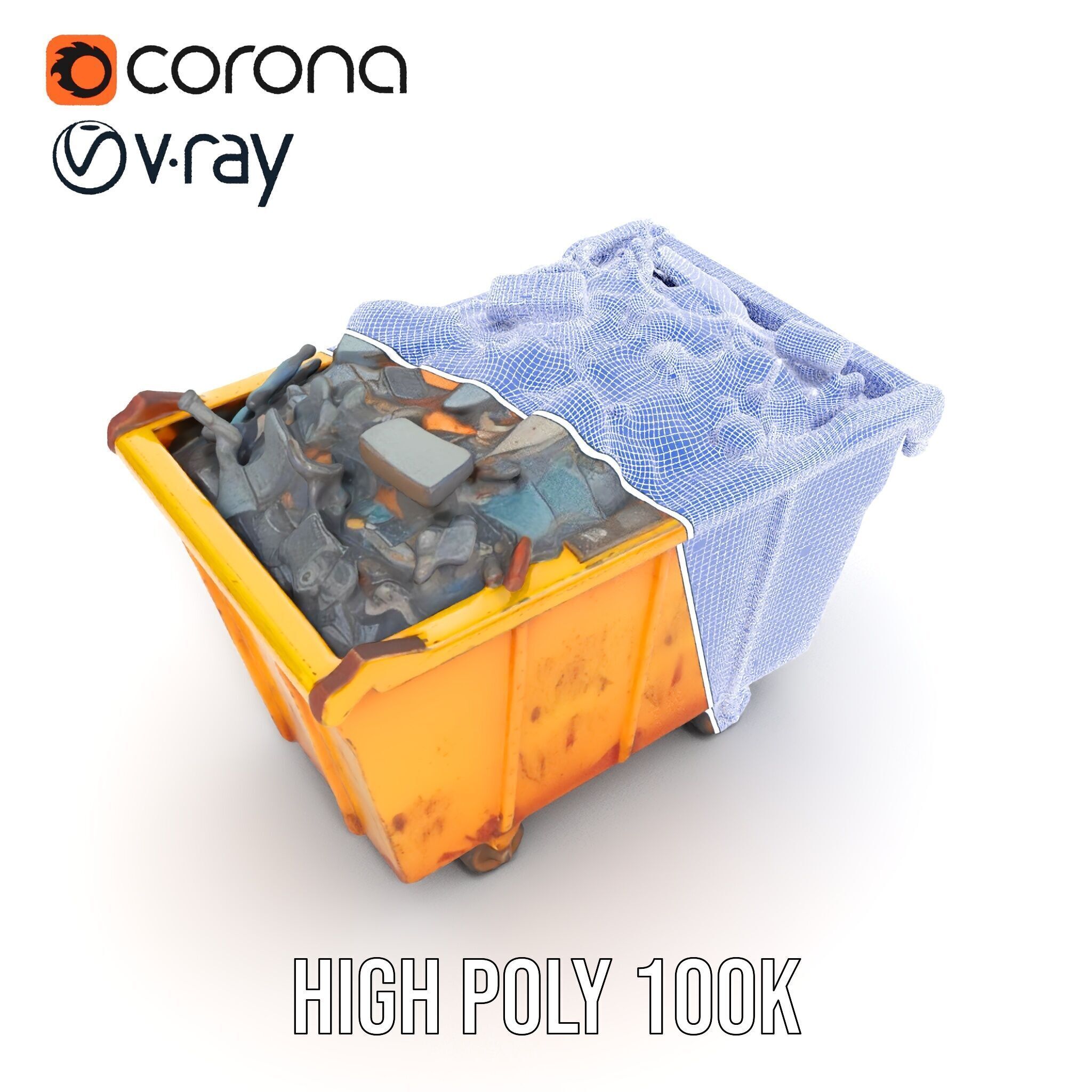 Industrial Dumpster Model Pack Low-poly 3D model_25