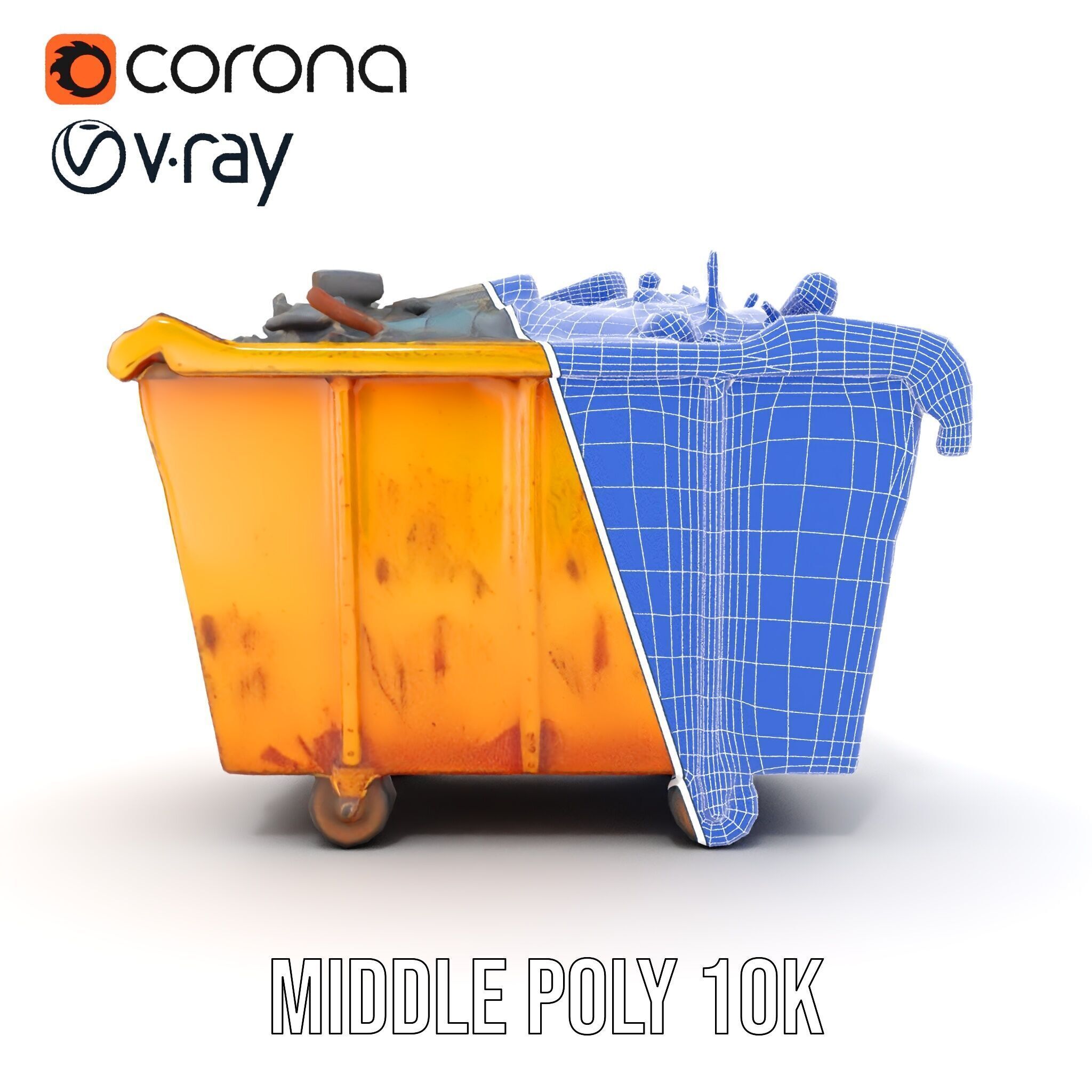 Industrial Dumpster Model Pack Low-poly 3D model_29