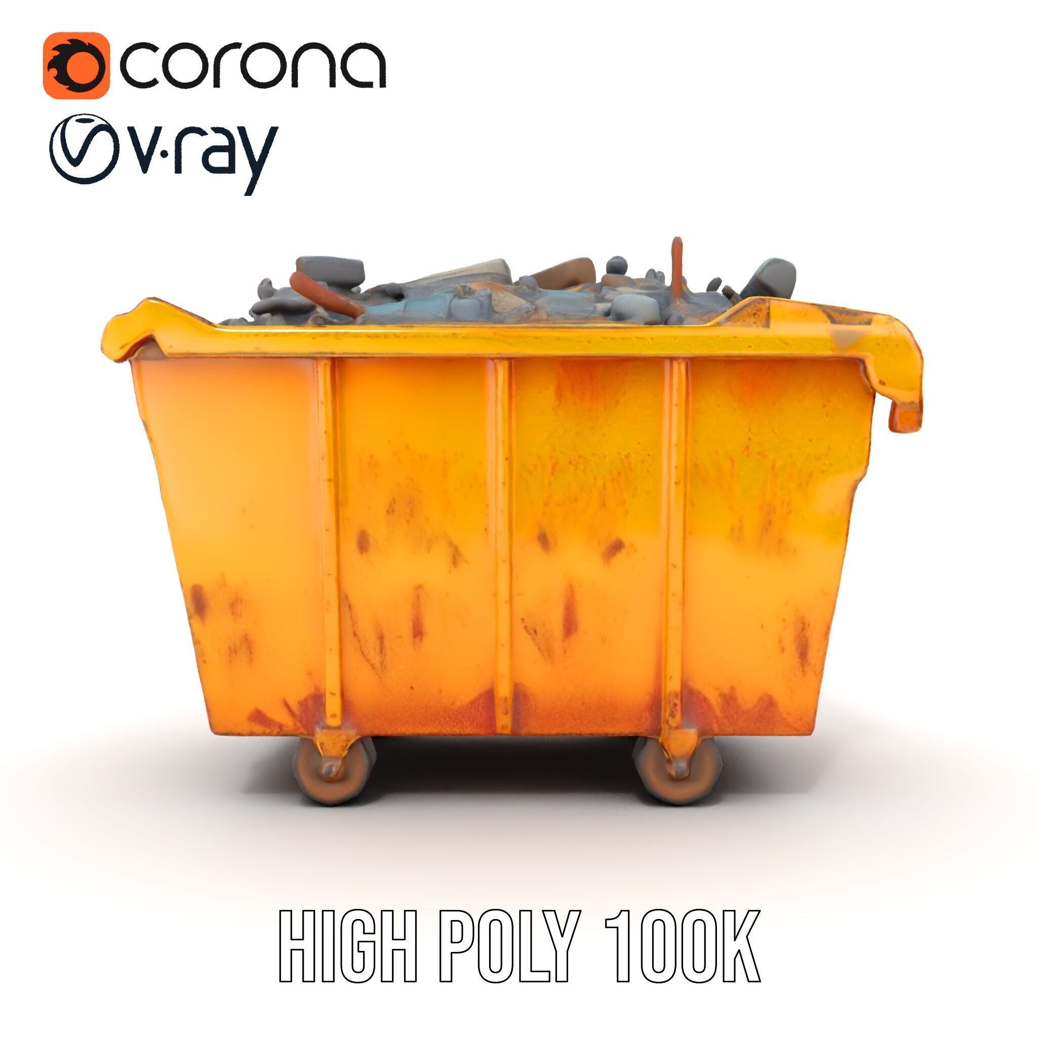 Industrial Dumpster Model Pack Low-poly 3D model_22