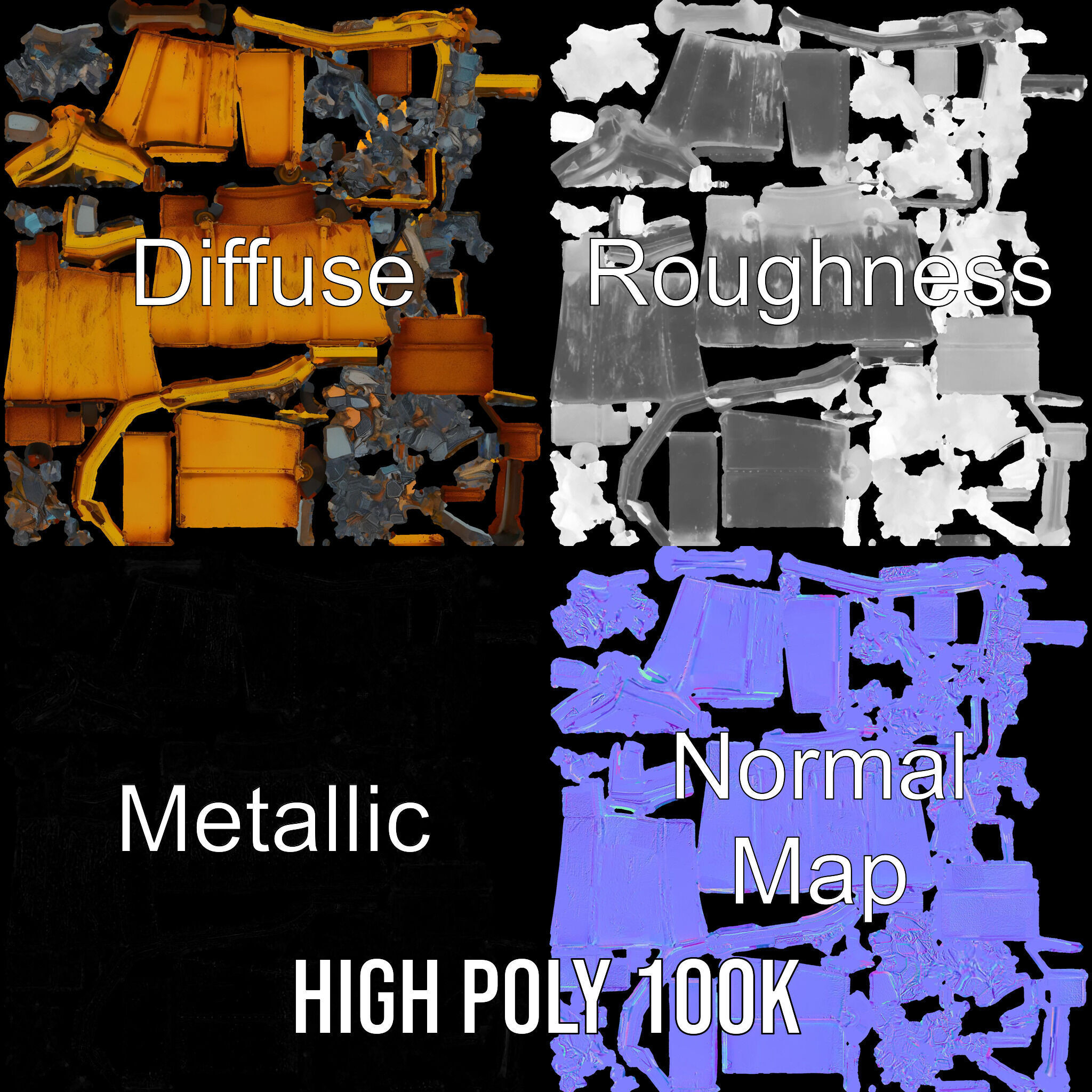 Industrial Dumpster Model Pack Low-poly 3D model_4