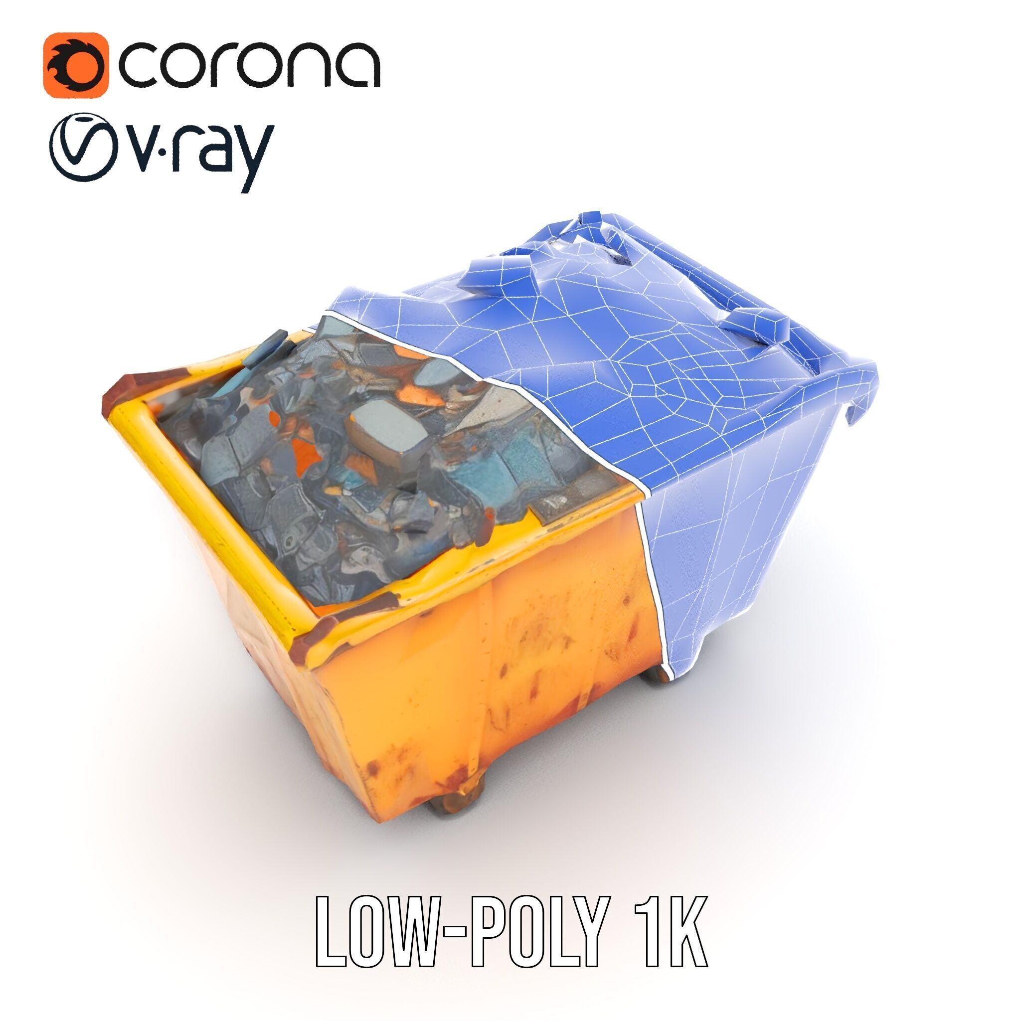 Industrial Dumpster Model Pack Low-poly 3D model_32