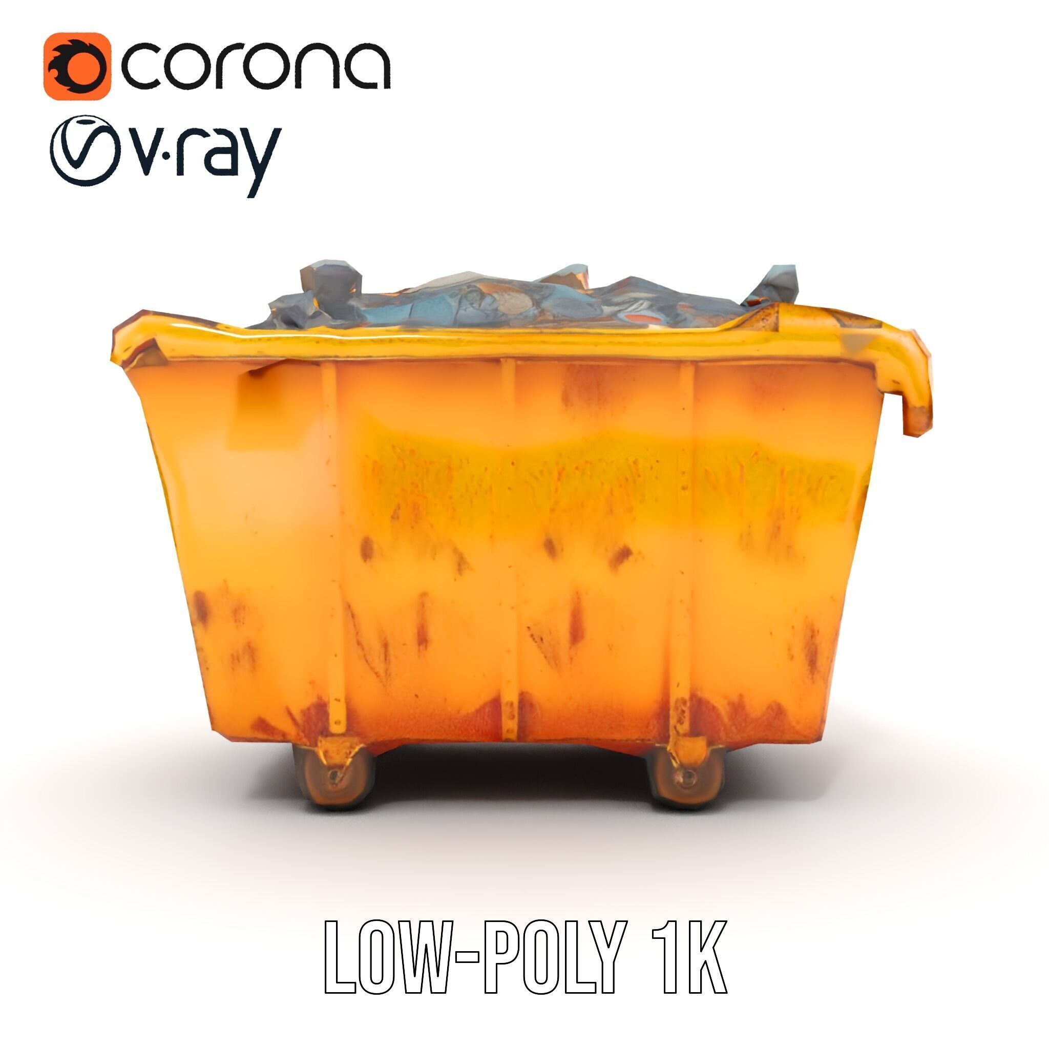 Industrial Dumpster Model Pack Low-poly 3D model_17