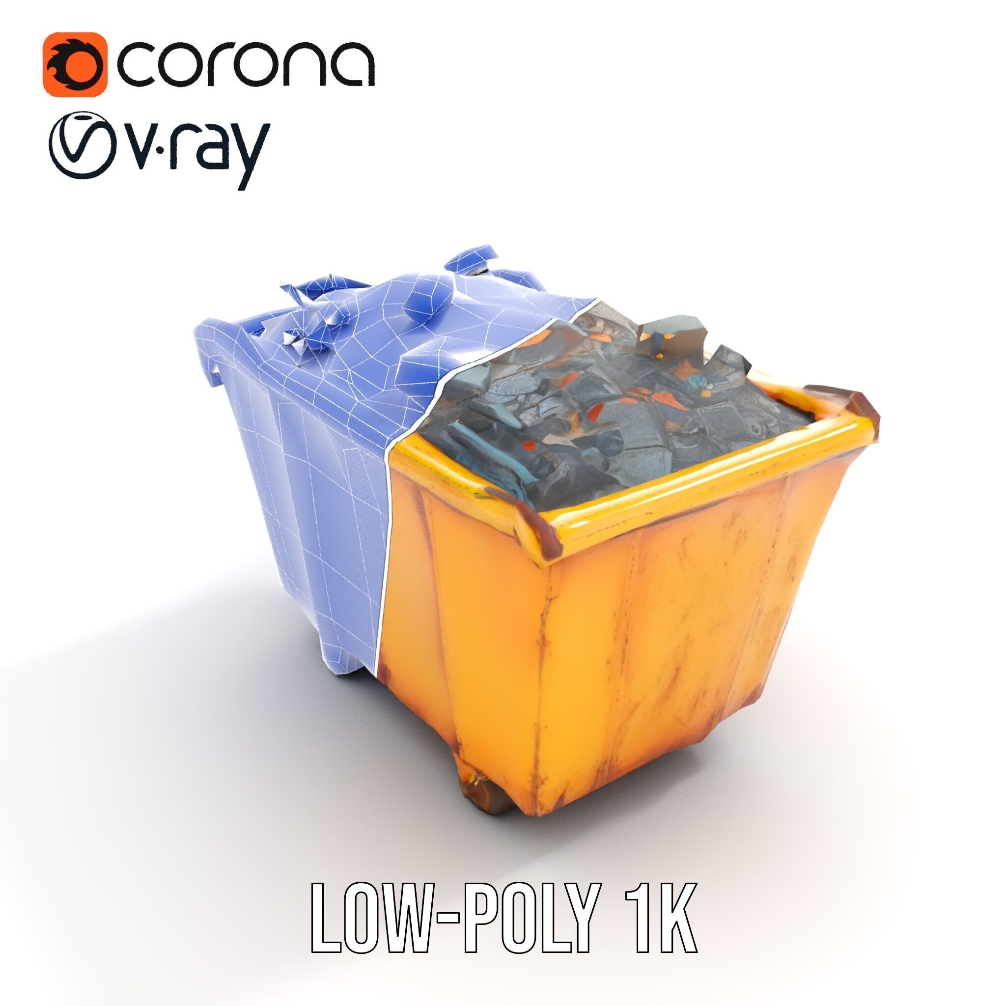 Industrial Dumpster Model Pack Low-poly 3D model_24