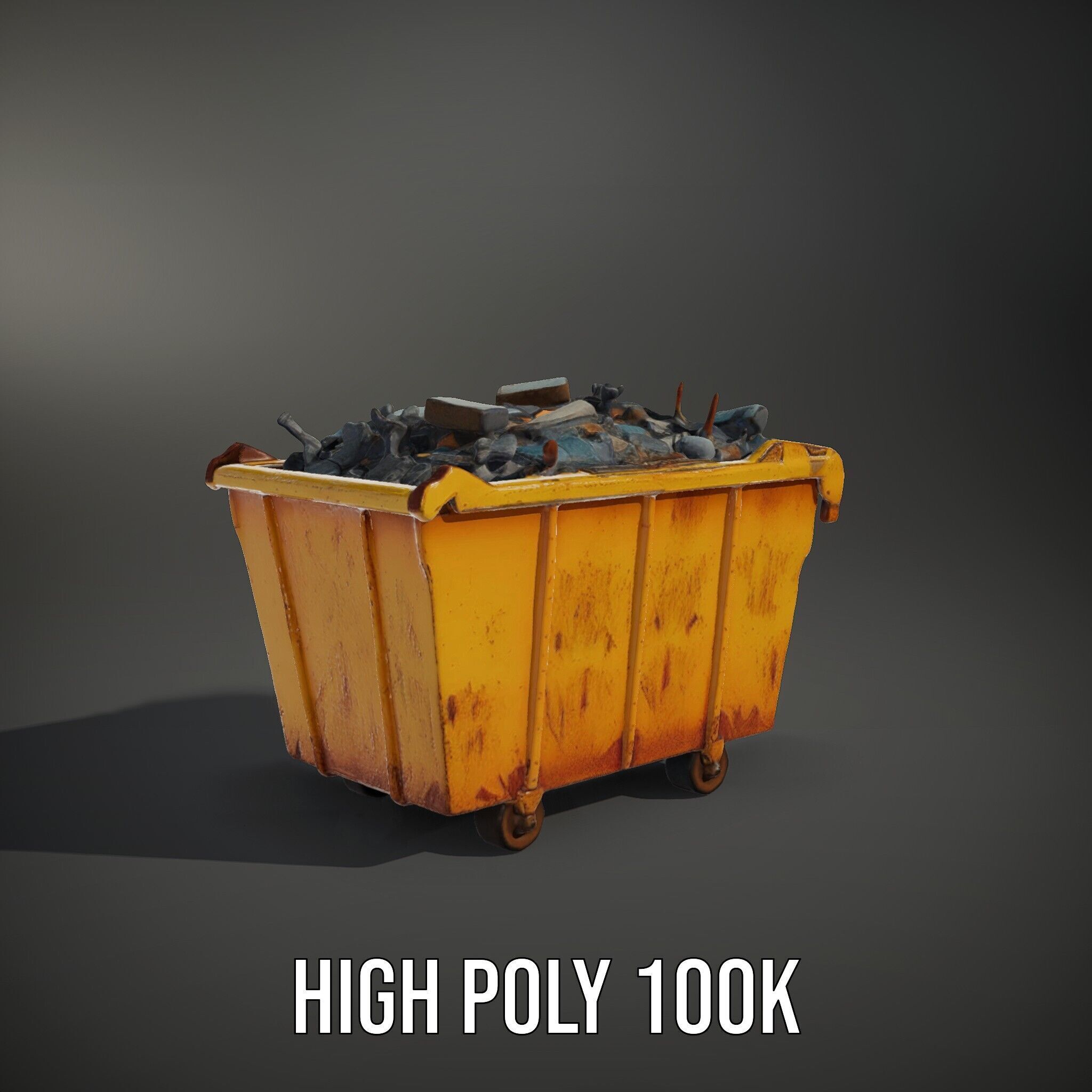 Industrial Dumpster Model Pack Low-poly 3D model_9