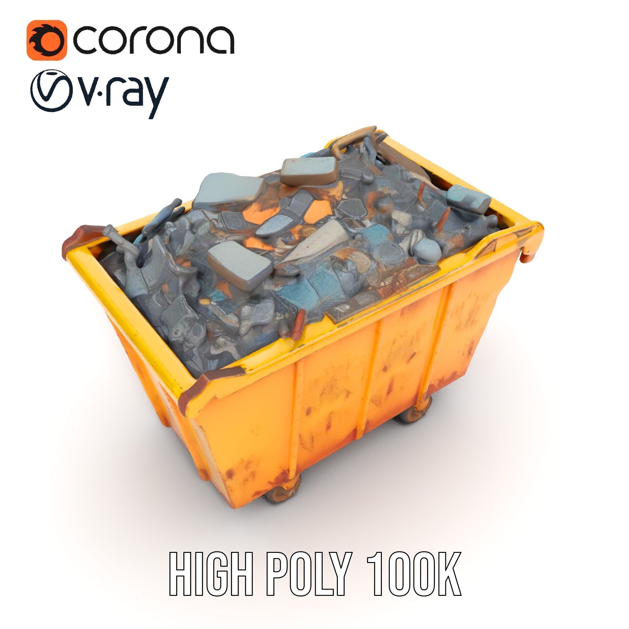 Industrial Dumpster Model Pack Low-poly 3D model_37