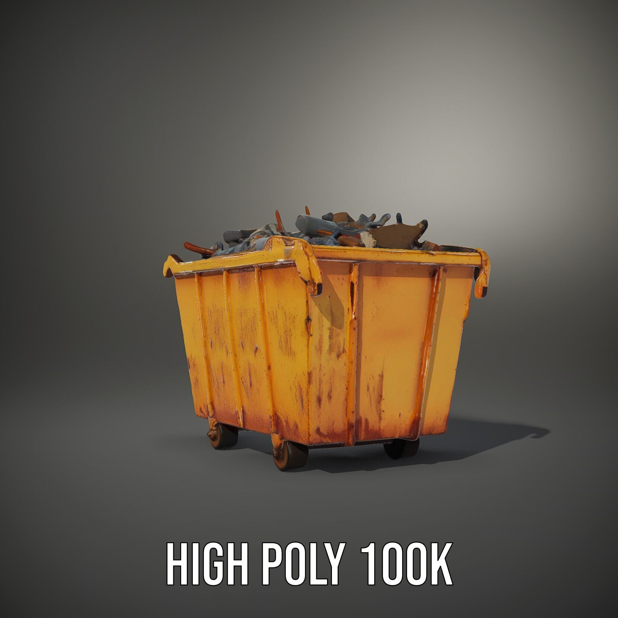 Industrial Dumpster Model Pack Low-poly 3D model_12