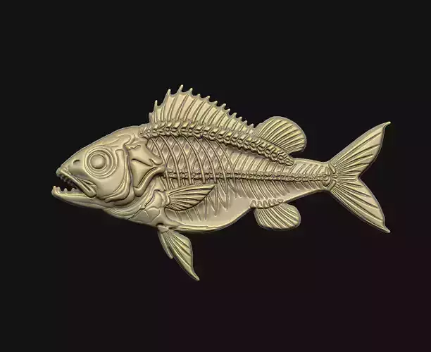Fish fossil carving engrave Halloween rips aggressive  creature