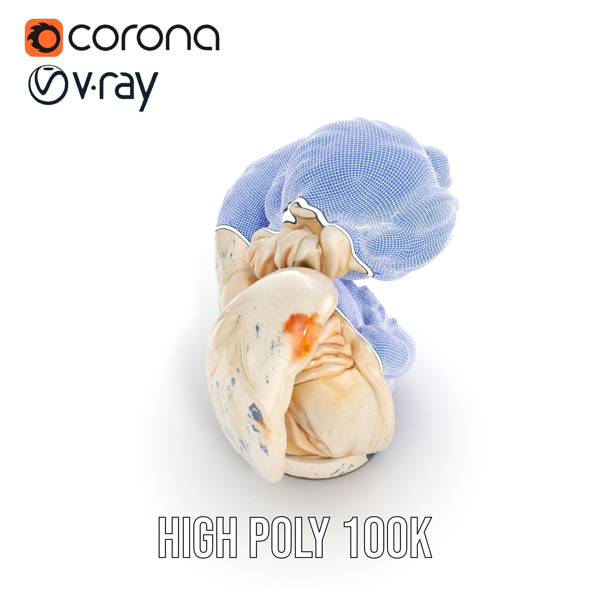 Angel Sculpture Bust Model Pack for Artistic Renderings Low-poly 3D model_37