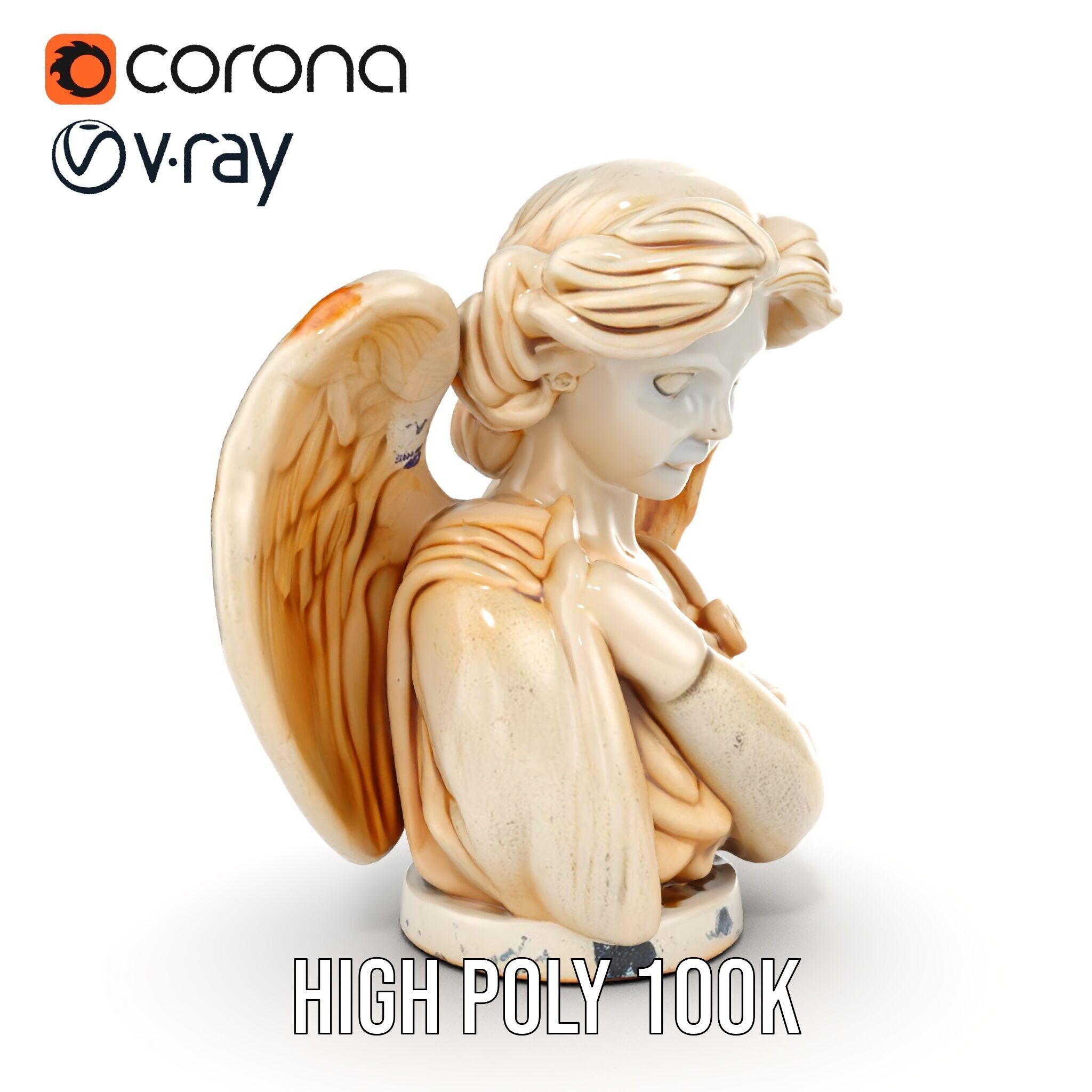 Angel Sculpture Bust Model Pack for Artistic Renderings Low-poly 3D model_33