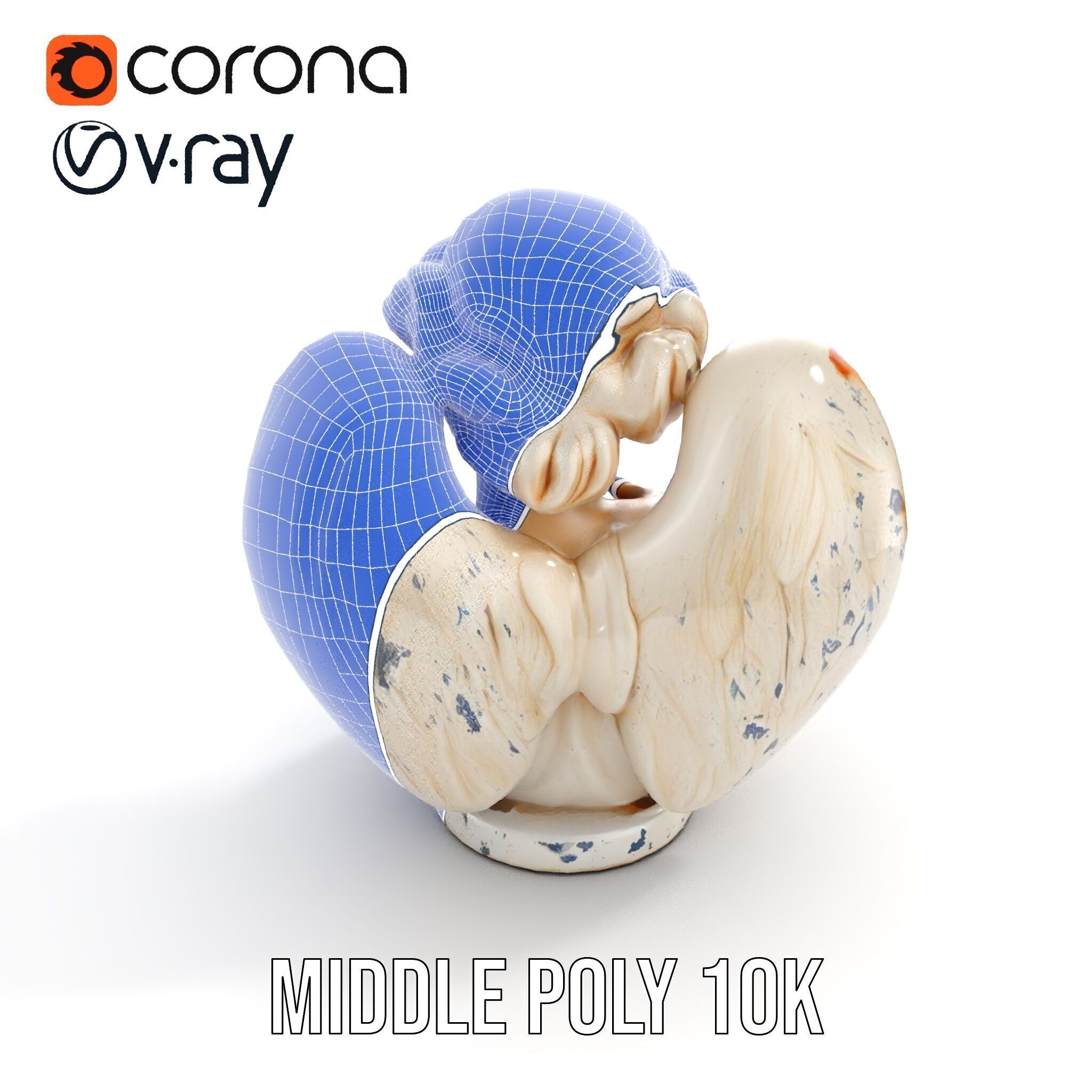 Angel Sculpture Bust Model Pack for Artistic Renderings Low-poly 3D model_17