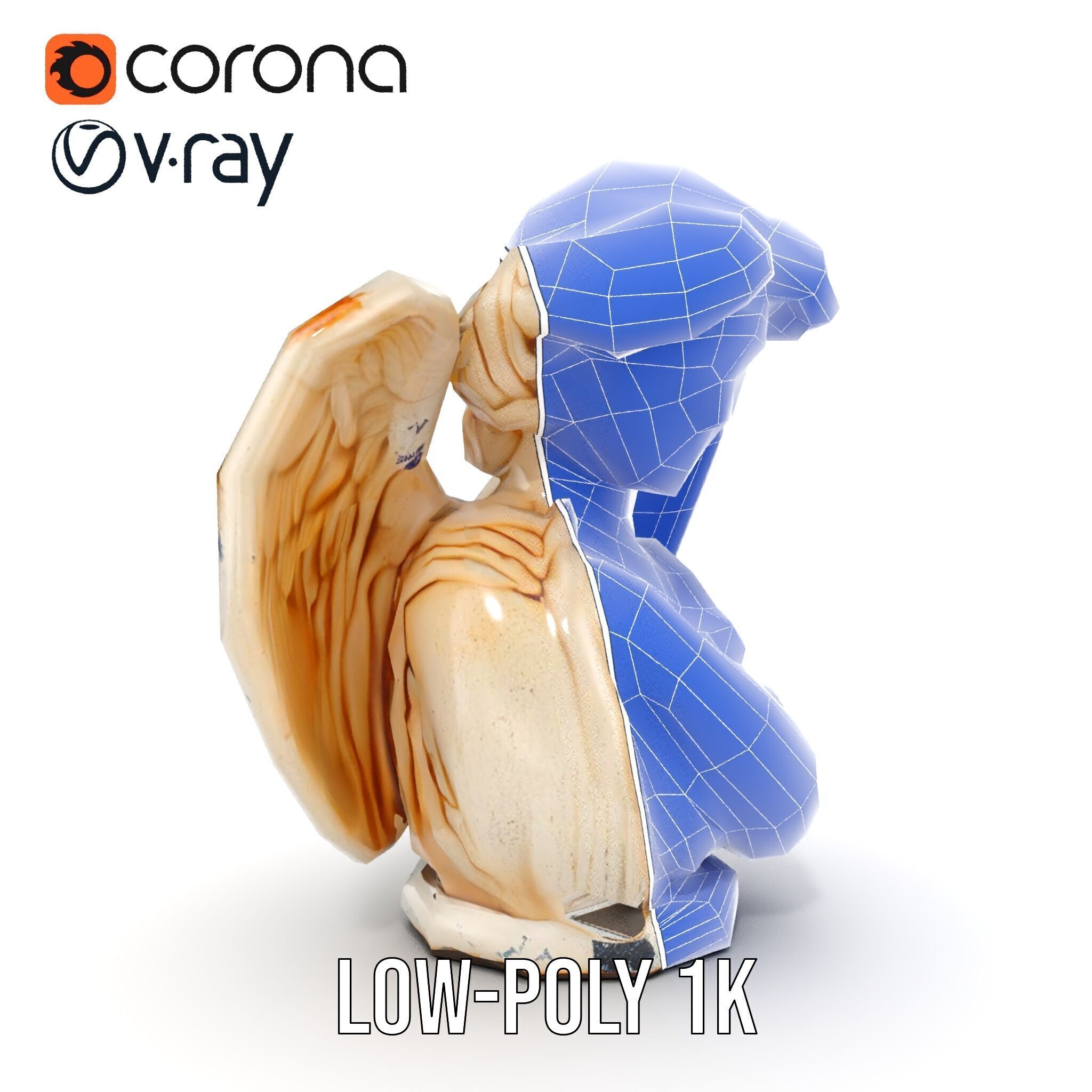 Angel Sculpture Bust Model Pack for Artistic Renderings Low-poly 3D model_32