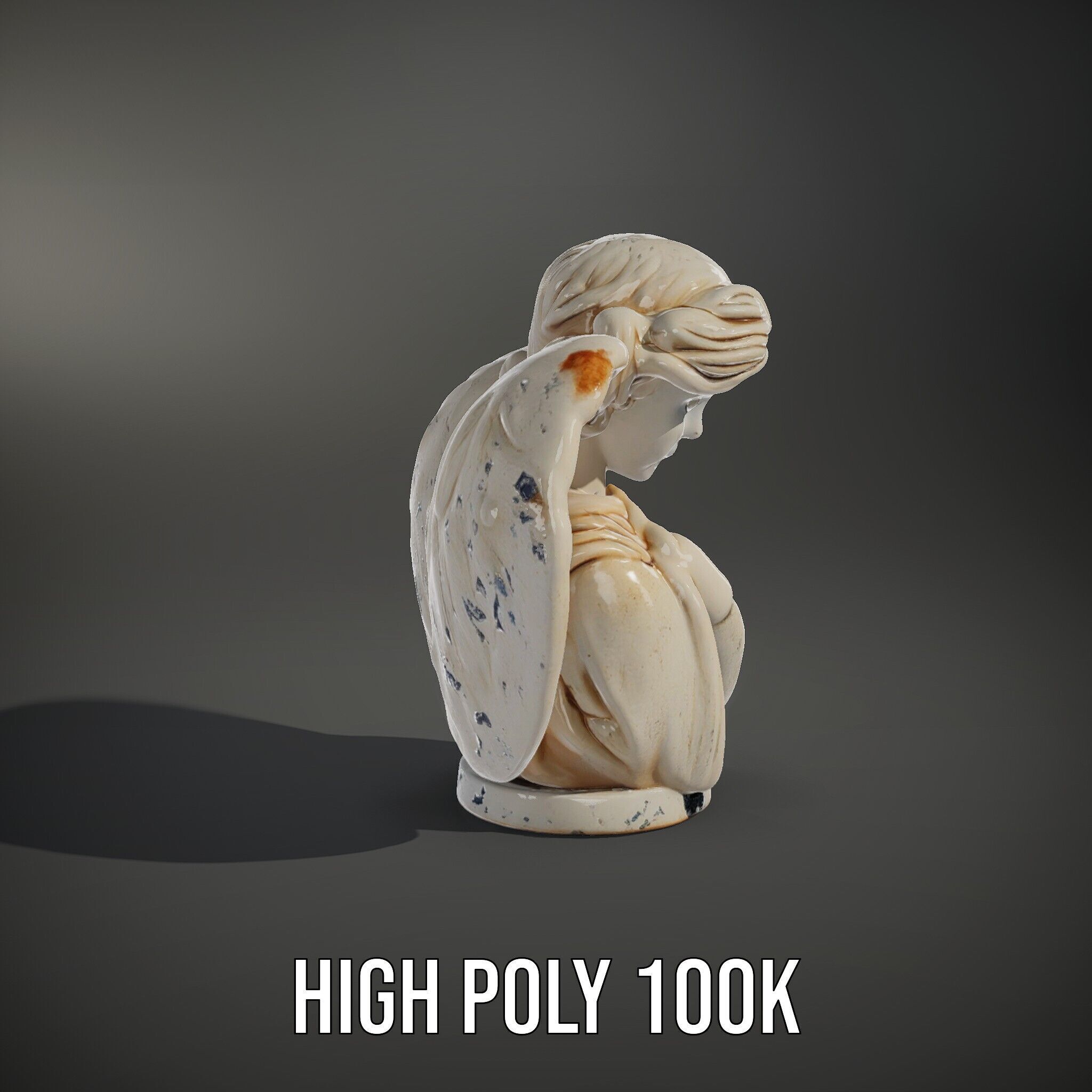 Angel Sculpture Bust Model Pack for Artistic Renderings Low-poly 3D model_14