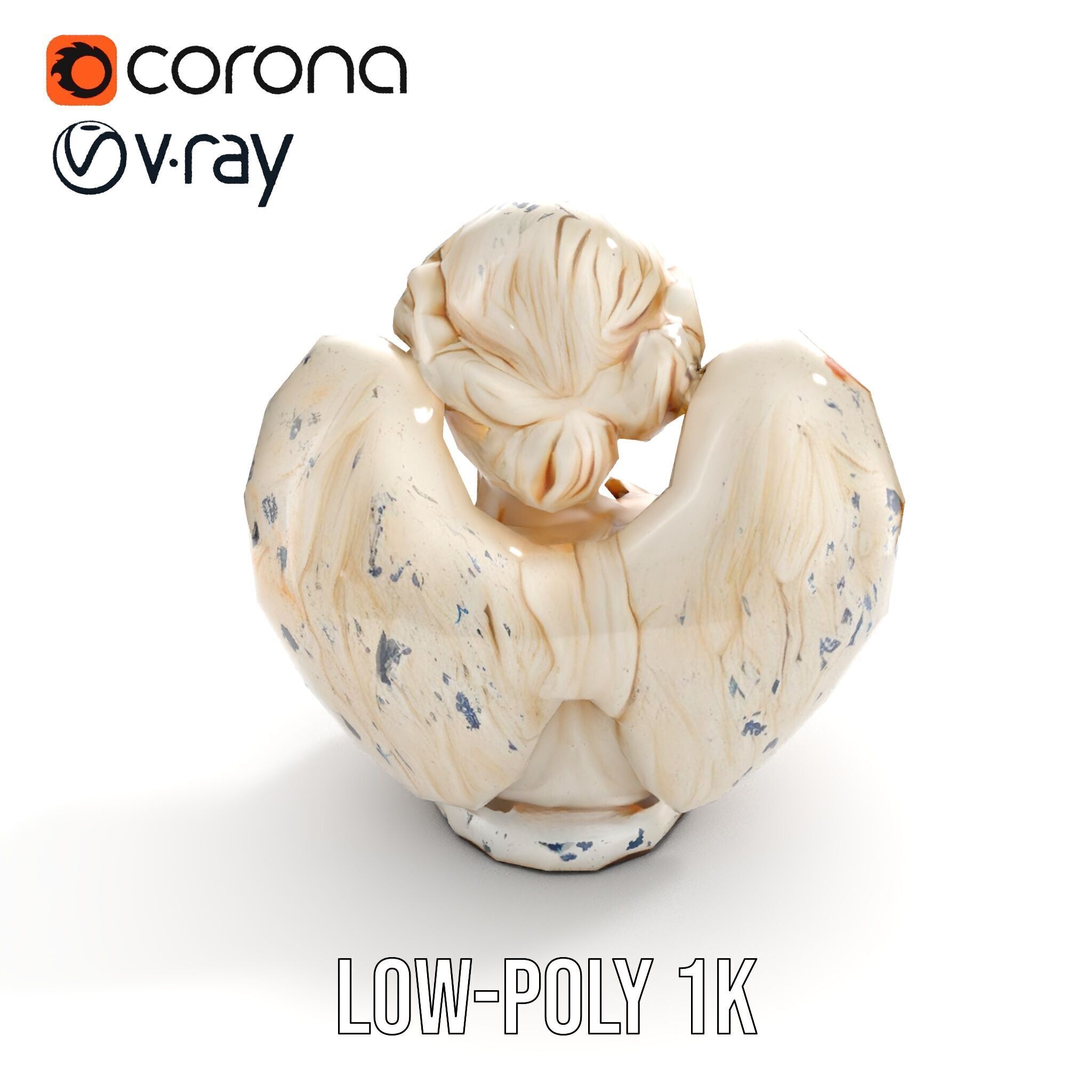 Angel Sculpture Bust Model Pack for Artistic Renderings Low-poly 3D model_16