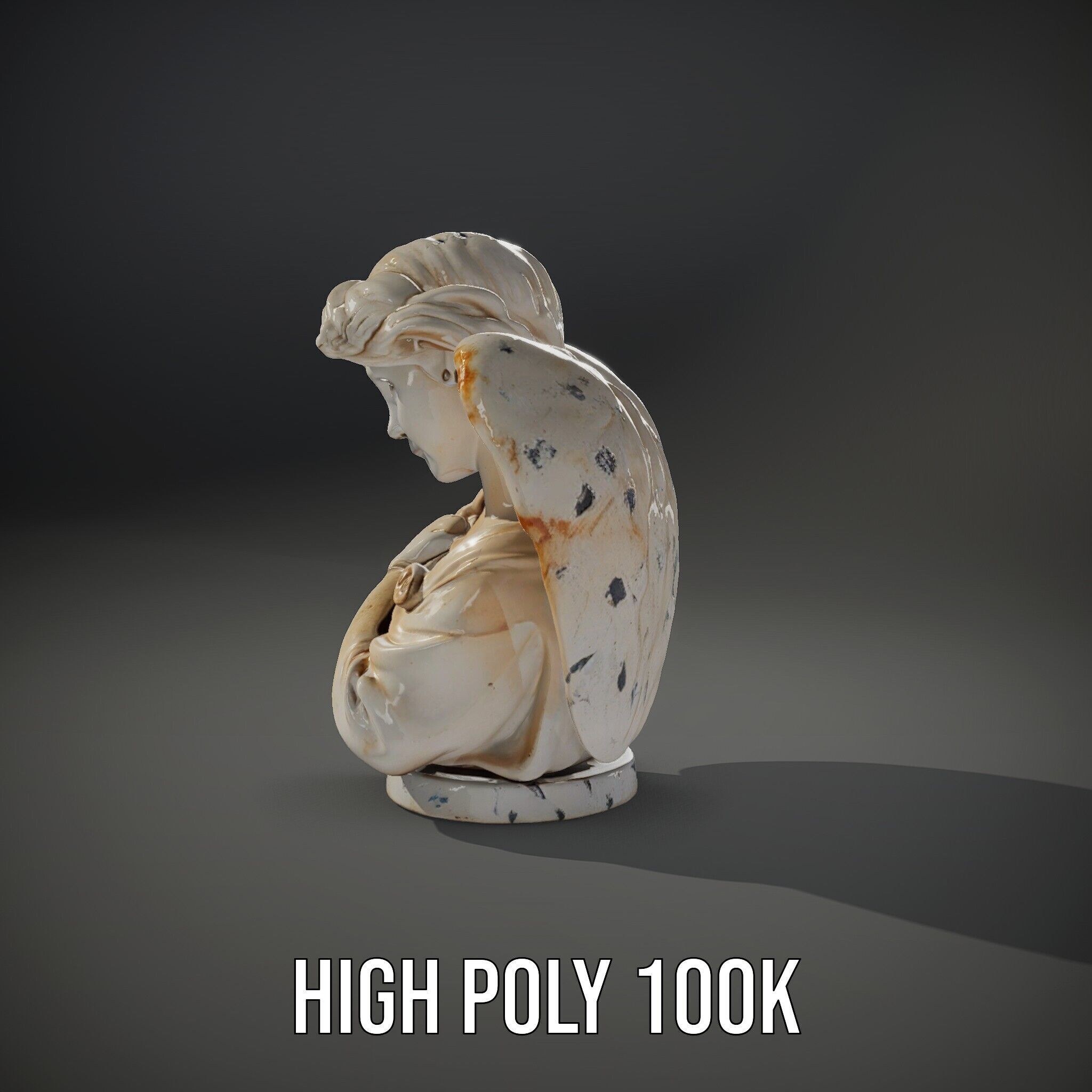 Angel Sculpture Bust Model Pack for Artistic Renderings Low-poly 3D model_8