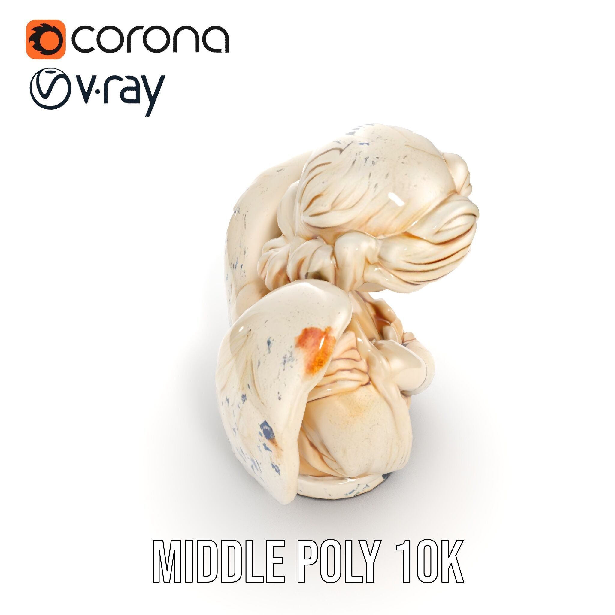 Angel Sculpture Bust Model Pack for Artistic Renderings Low-poly 3D model_9