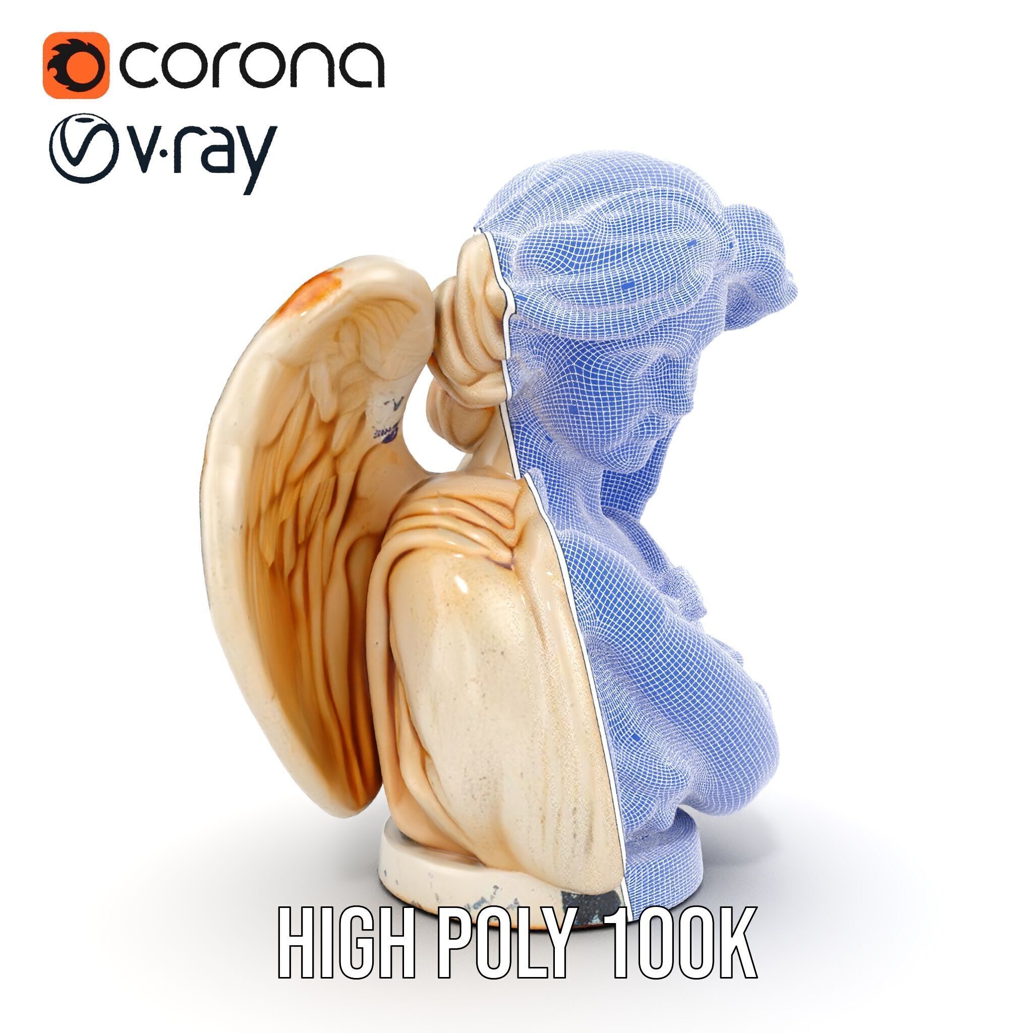 Angel Sculpture Bust Model Pack for Artistic Renderings Low-poly 3D model_38