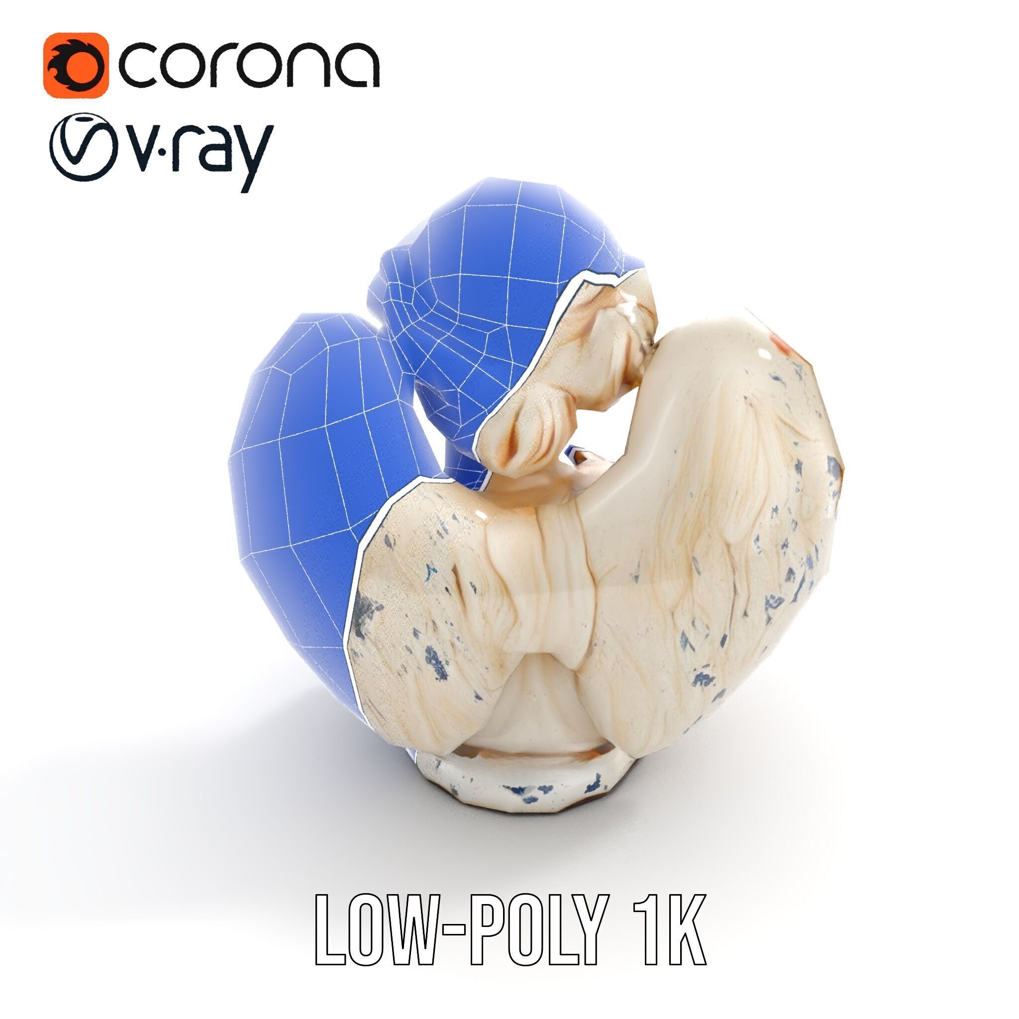 Angel Sculpture Bust Model Pack for Artistic Renderings Low-poly 3D model_29