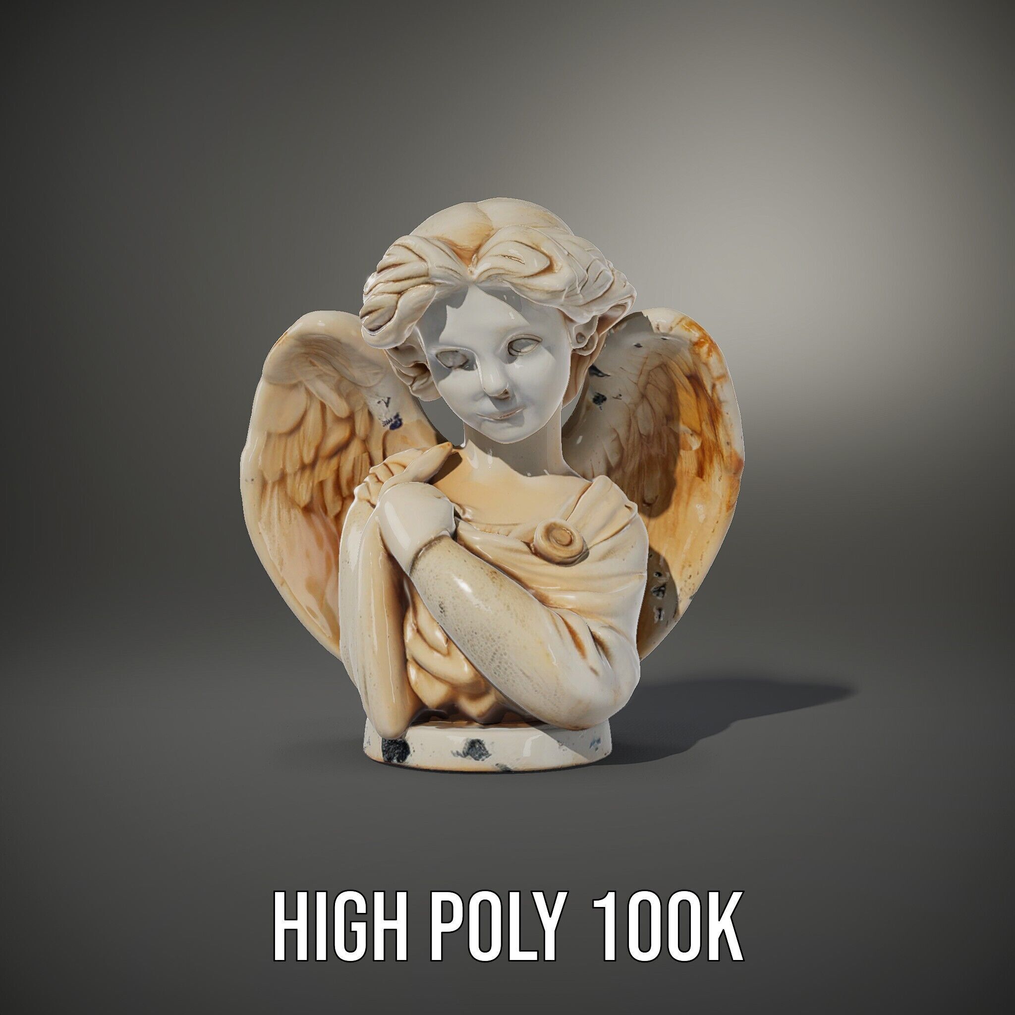 Angel Sculpture Bust Model Pack for Artistic Renderings Low-poly 3D model_11