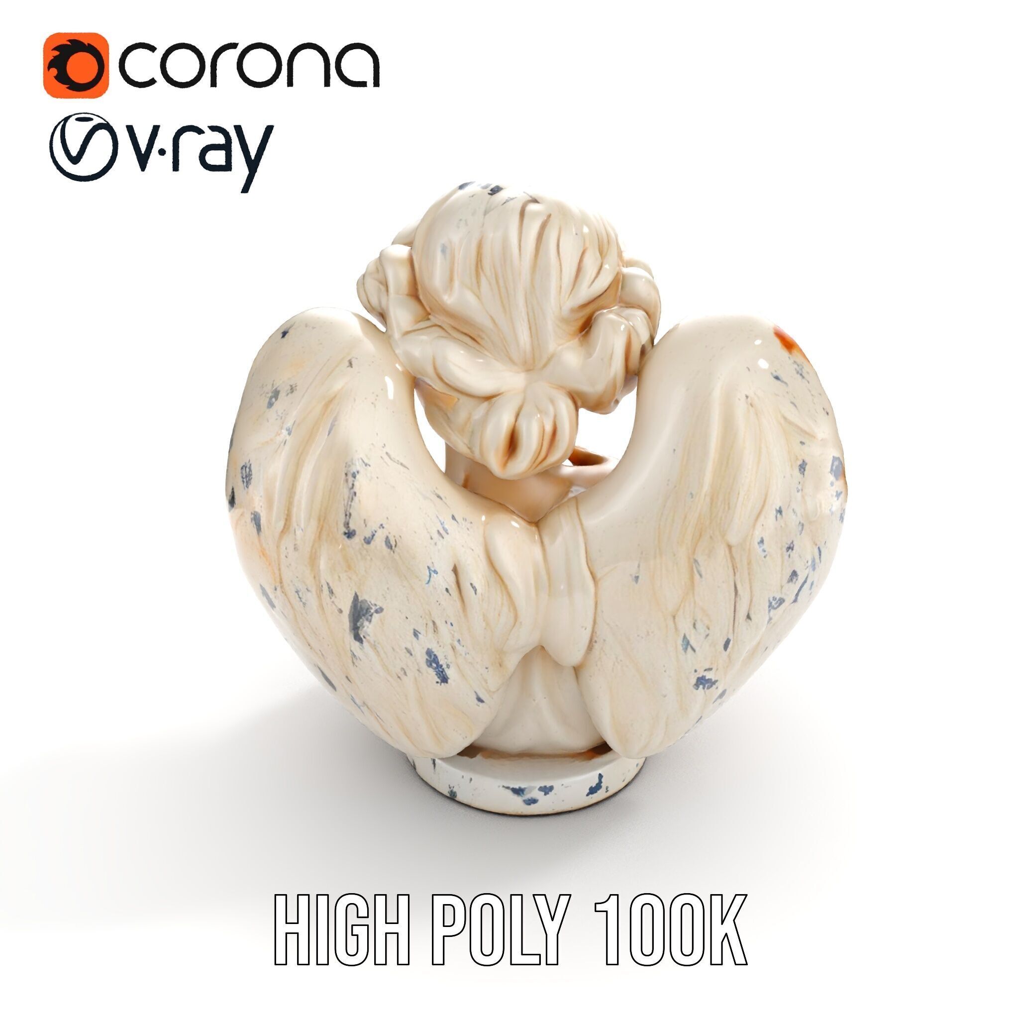 Angel Sculpture Bust Model Pack for Artistic Renderings Low-poly 3D model_24