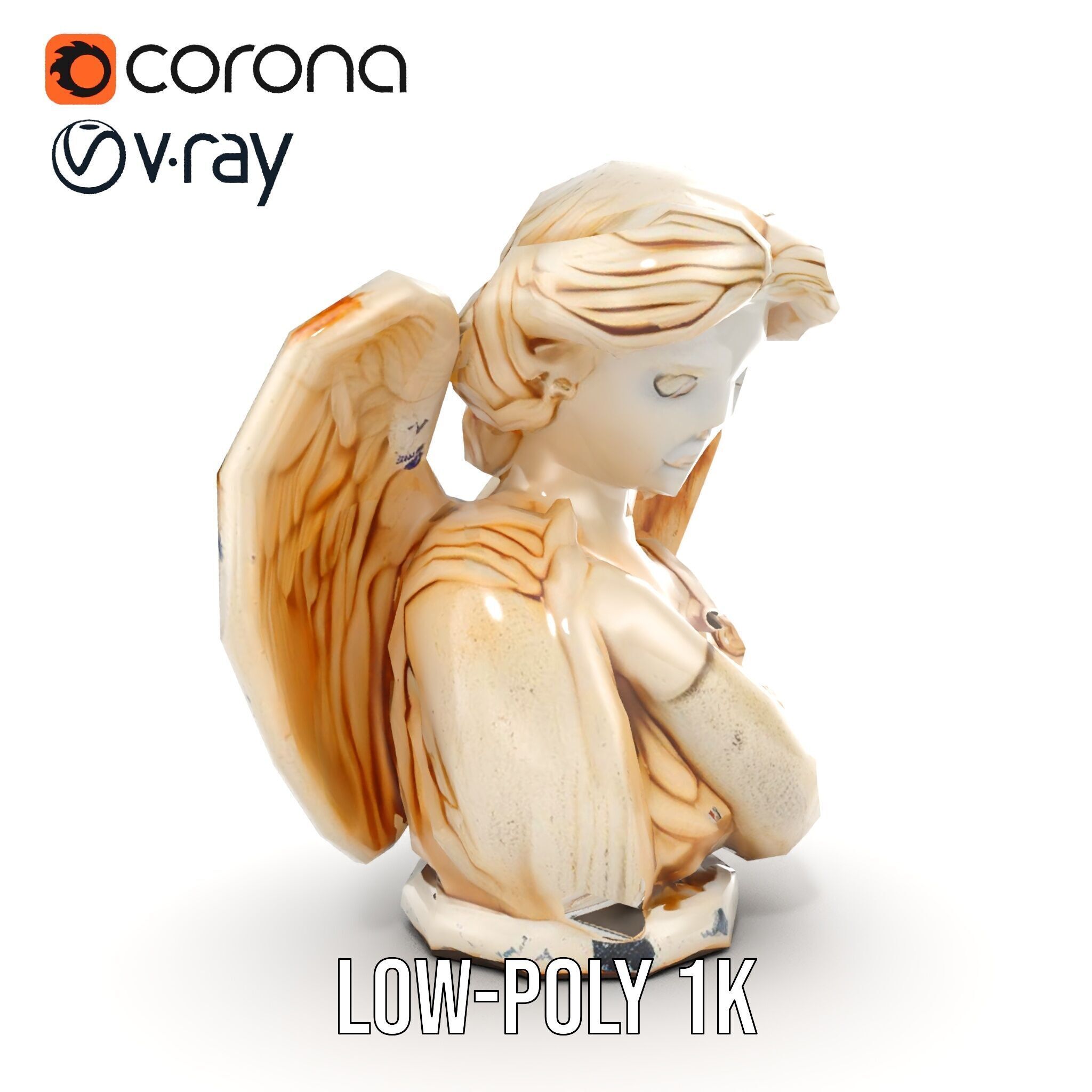 Angel Sculpture Bust Model Pack for Artistic Renderings Low-poly 3D model_20