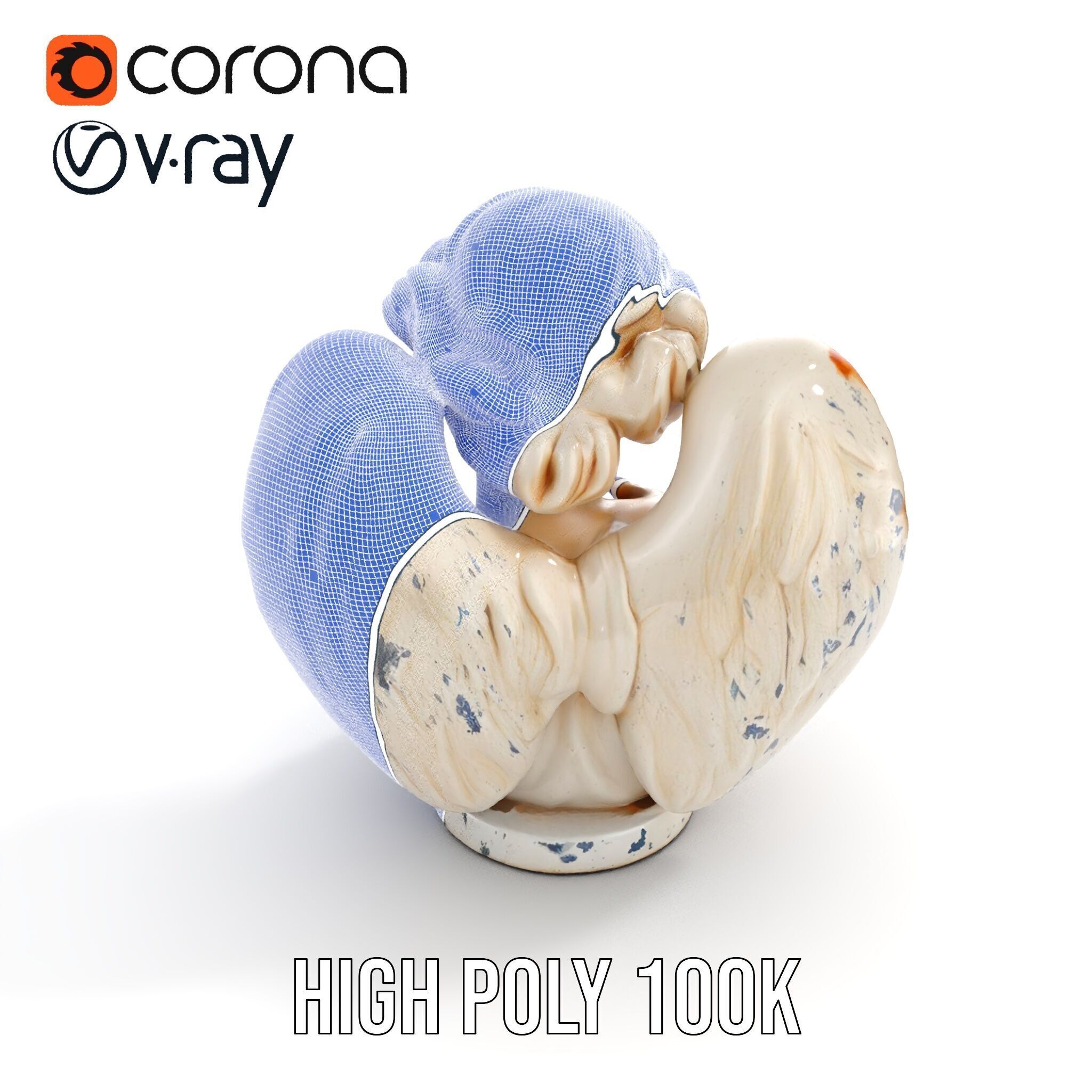 Angel Sculpture Bust Model Pack for Artistic Renderings Low-poly 3D model_30