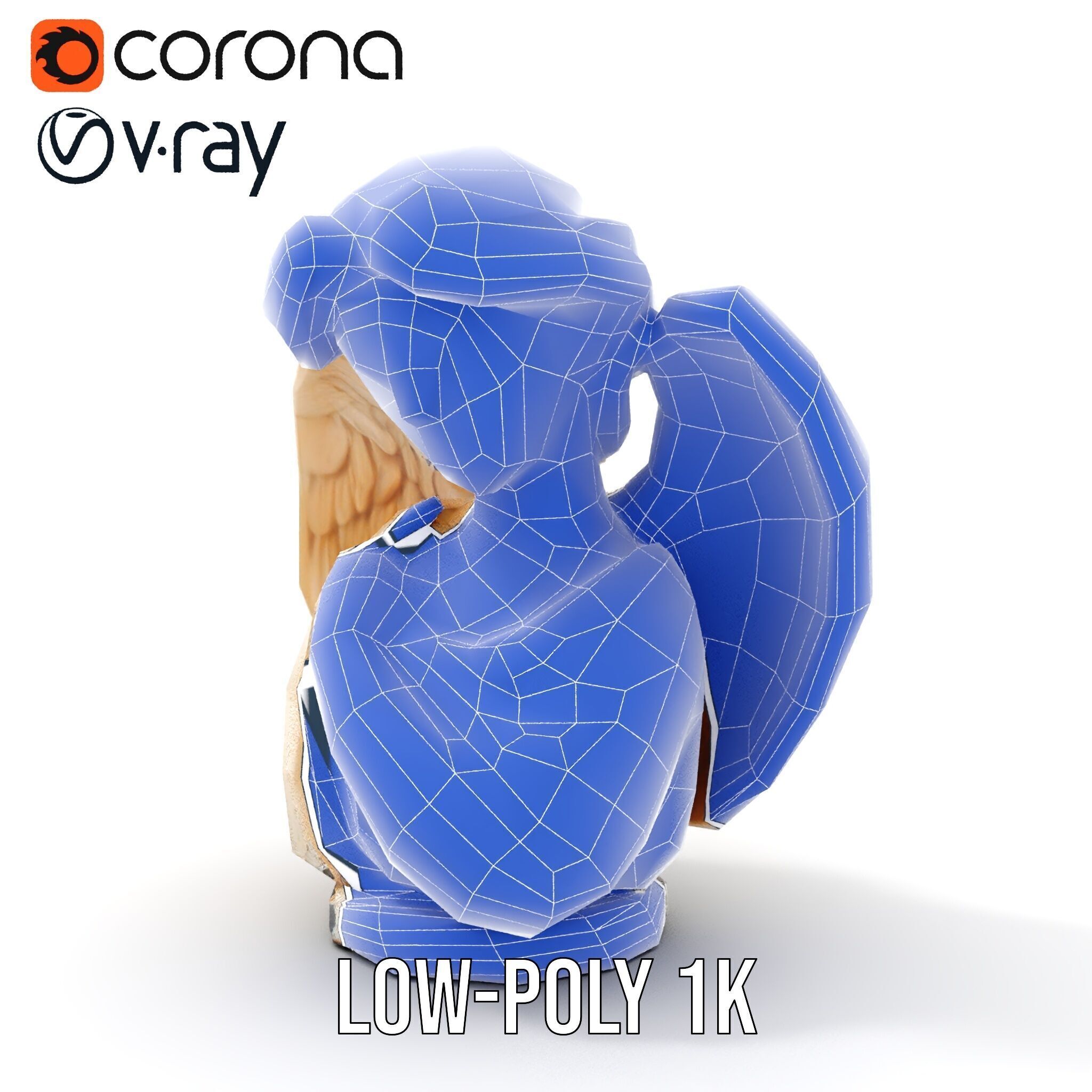 Angel Sculpture Bust Model Pack for Artistic Renderings Low-poly 3D model_18