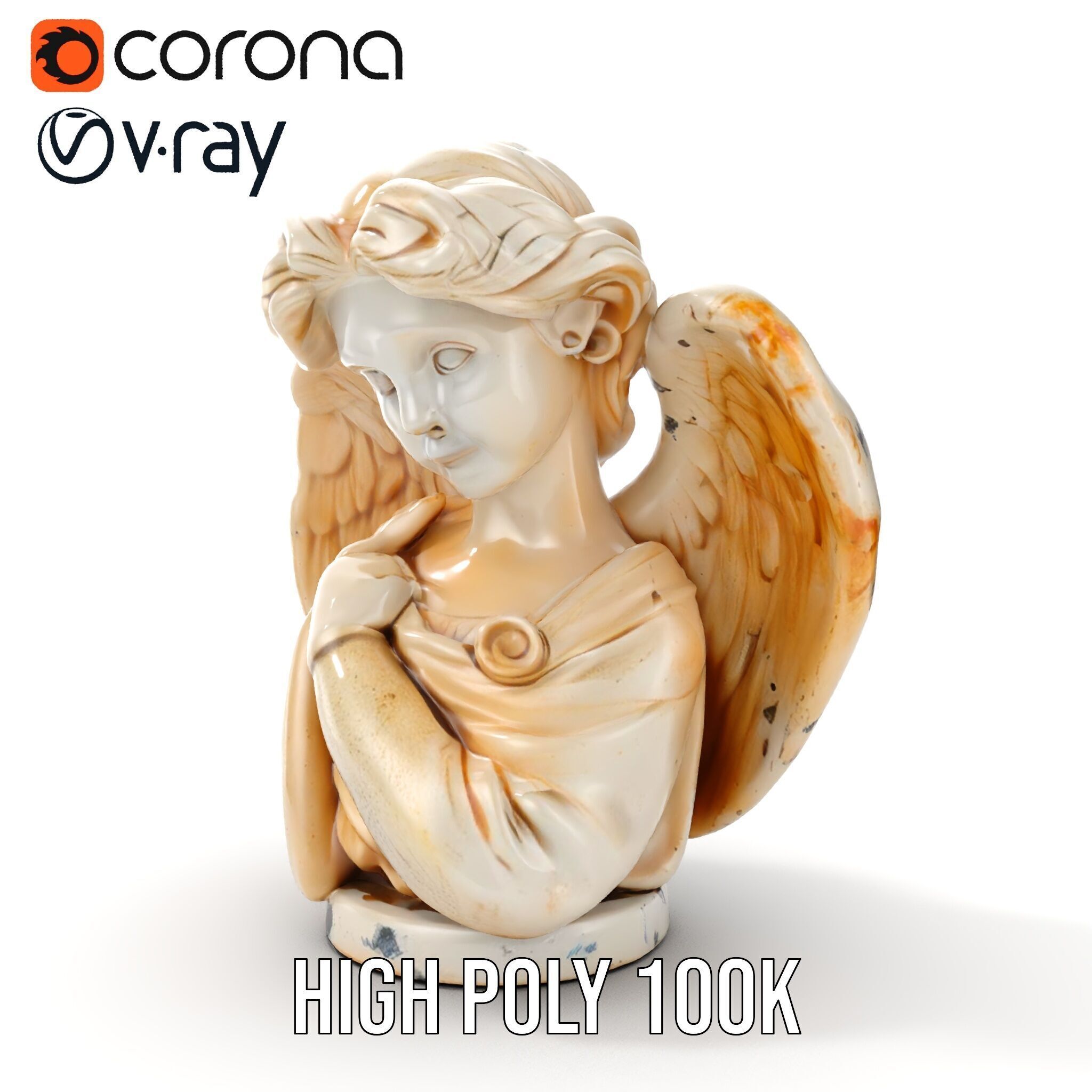 Angel Sculpture Bust Model Pack for Artistic Renderings Low-poly 3D model_27