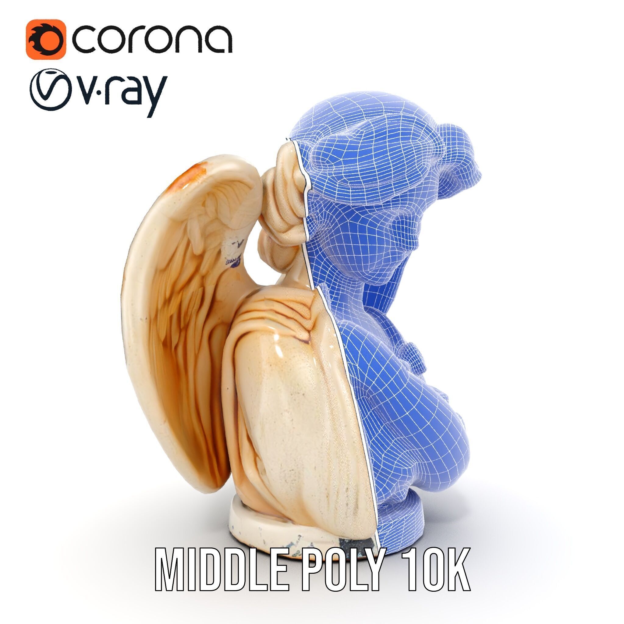 Angel Sculpture Bust Model Pack for Artistic Renderings Low-poly 3D model_28