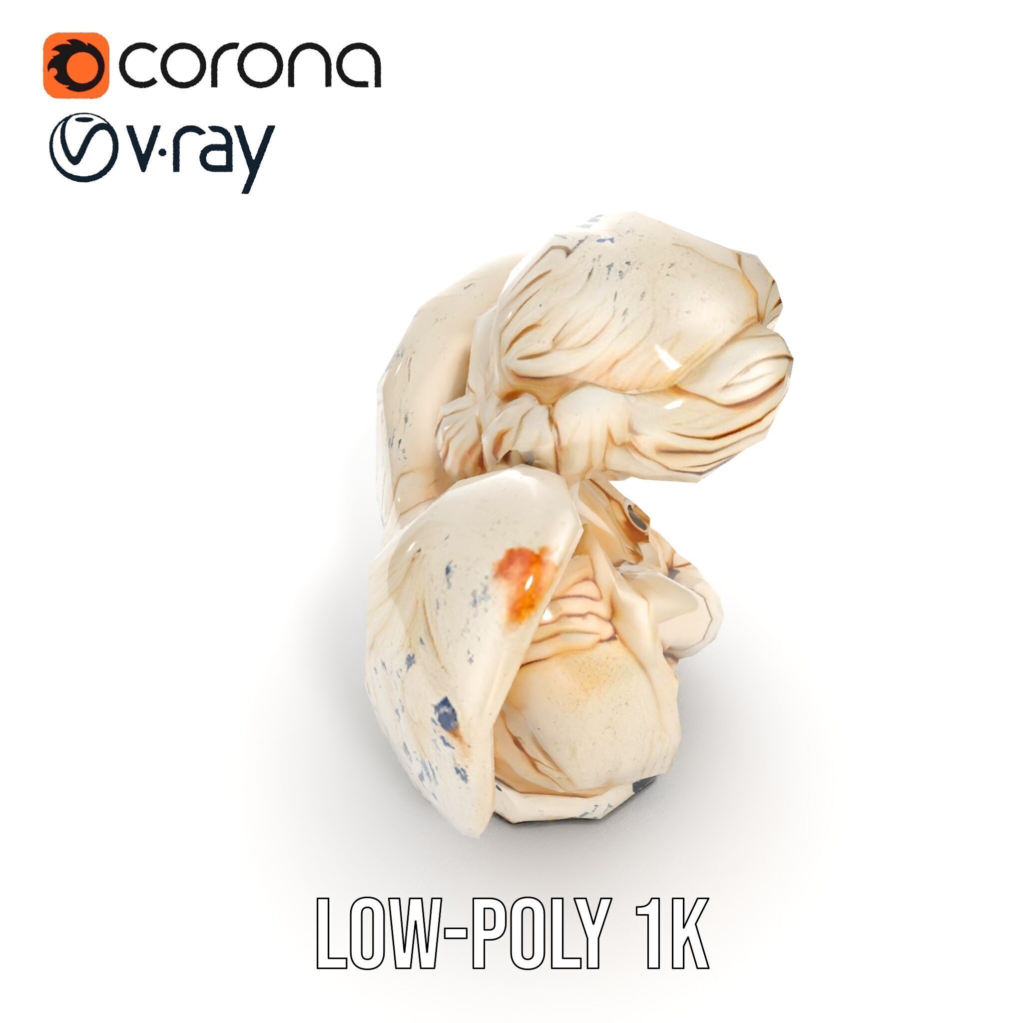 Angel Sculpture Bust Model Pack for Artistic Renderings Low-poly 3D model_10