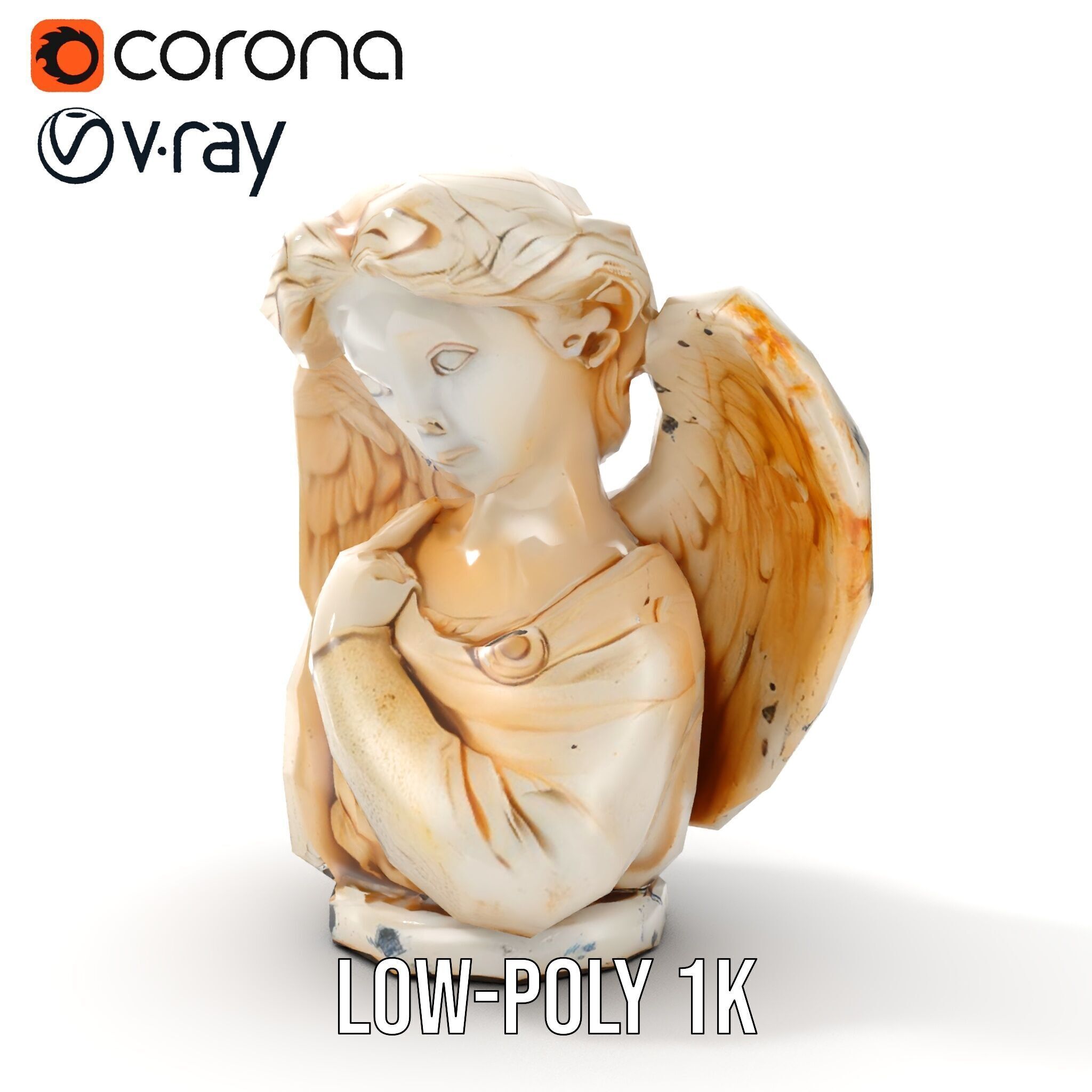 Angel Sculpture Bust Model Pack for Artistic Renderings Low-poly 3D model_13