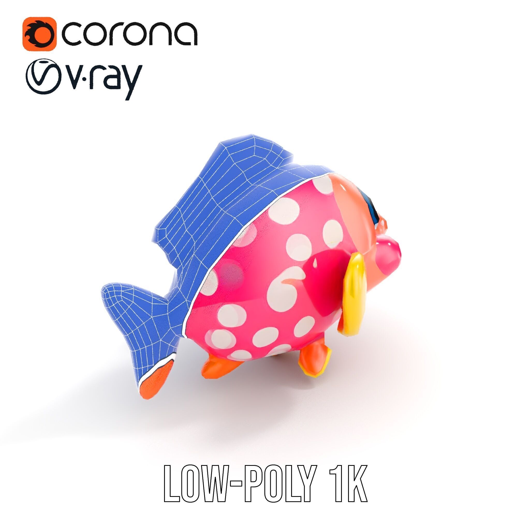 Cartoon Fish Model Pack with Vibrant Colors Low-poly 3D model_26