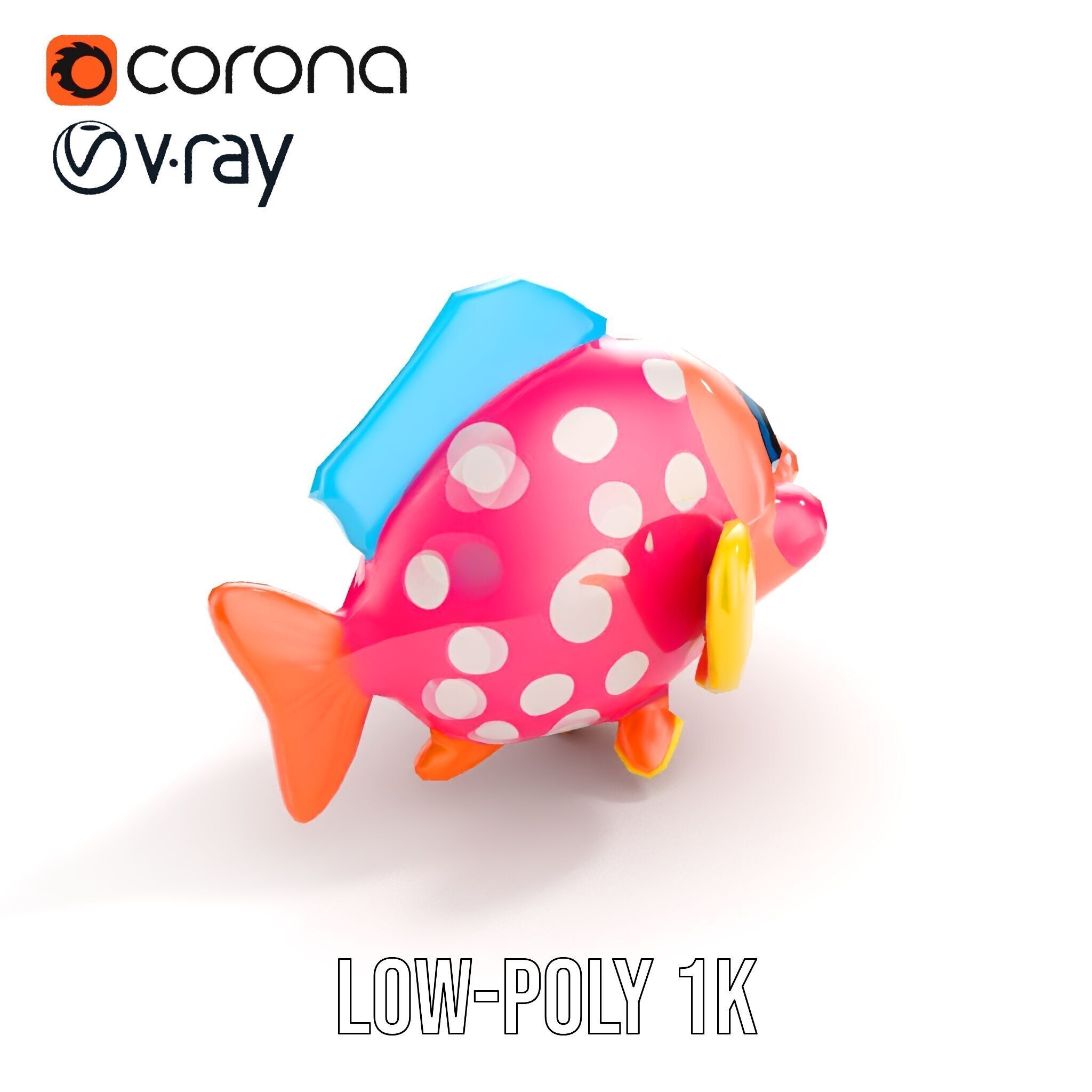 Cartoon Fish Model Pack with Vibrant Colors Low-poly 3D model_18