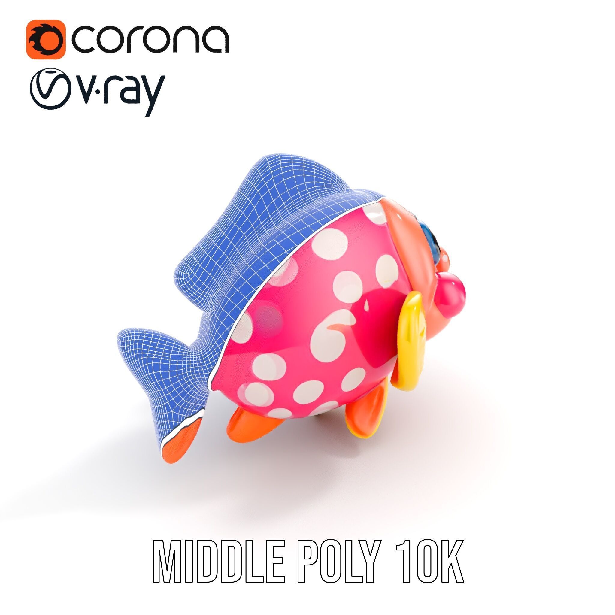 Cartoon Fish Model Pack with Vibrant Colors Low-poly 3D model_9